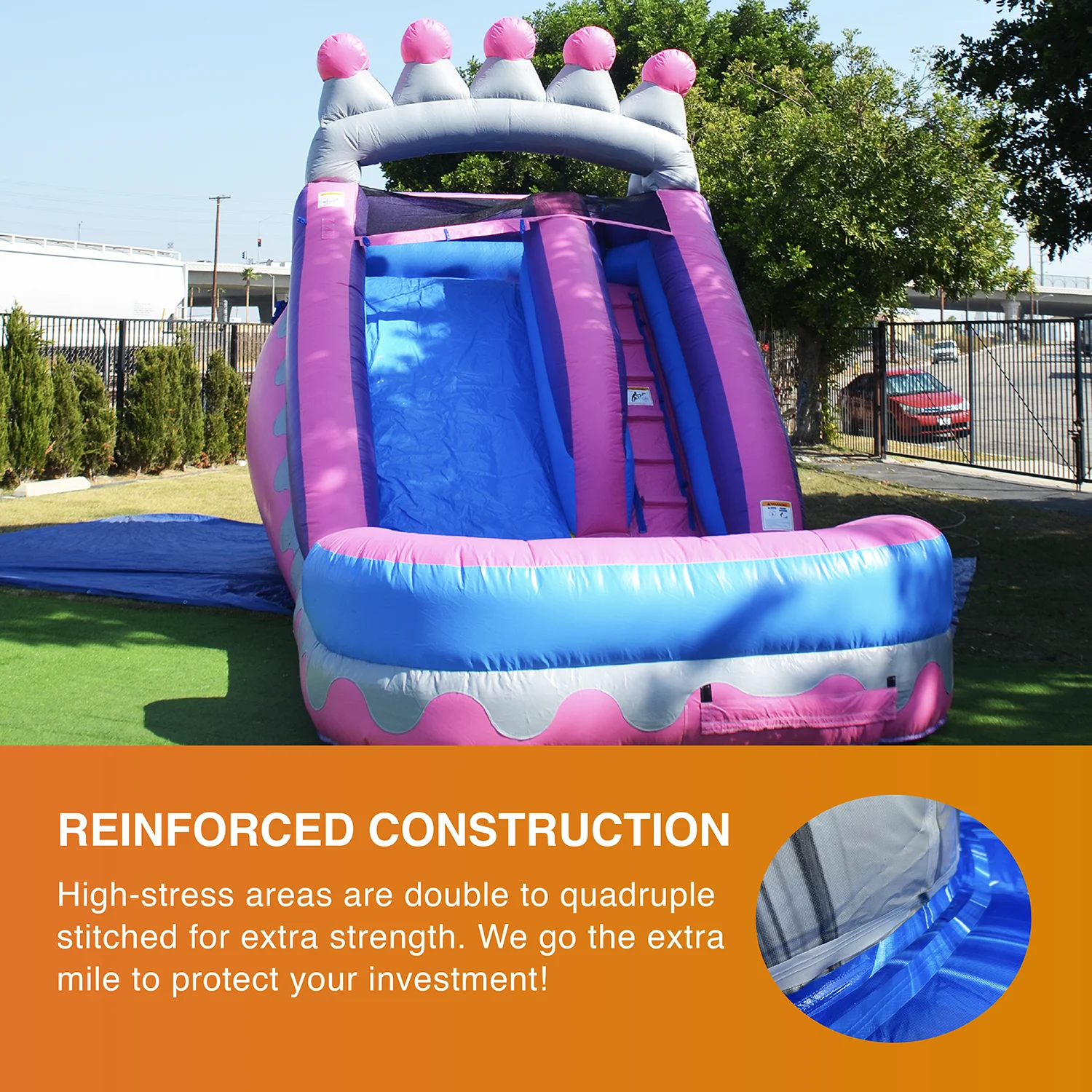 JumpOrange Princess Tiara Commercial Grade Water Slide with Splash Pool for Kids and Adults (with Blower)