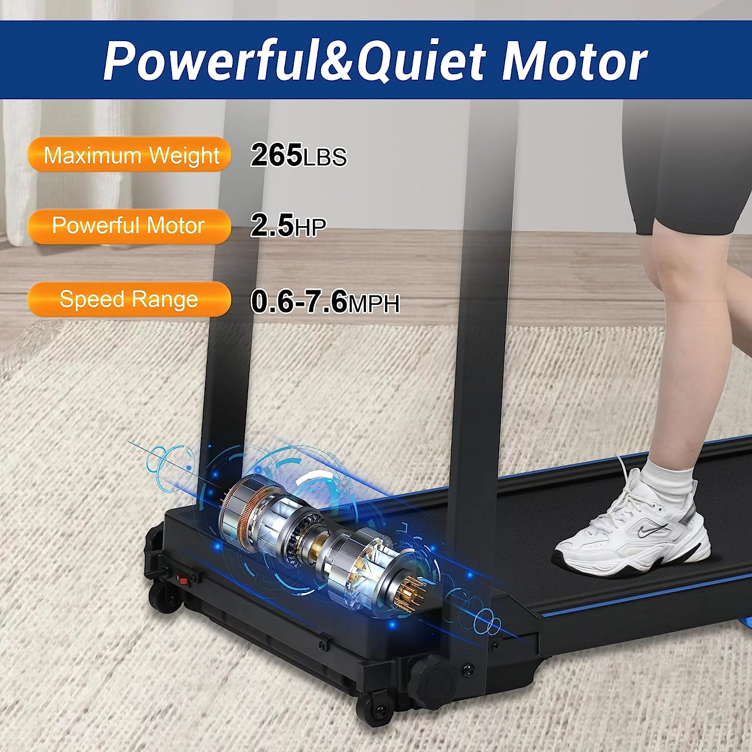 2021 Updated Version 2 HP Folding Incline Exercise Treadmill for Running, Walking and Jogging Exercises with 12 Preset Programs, Tracking Pulse, Calories