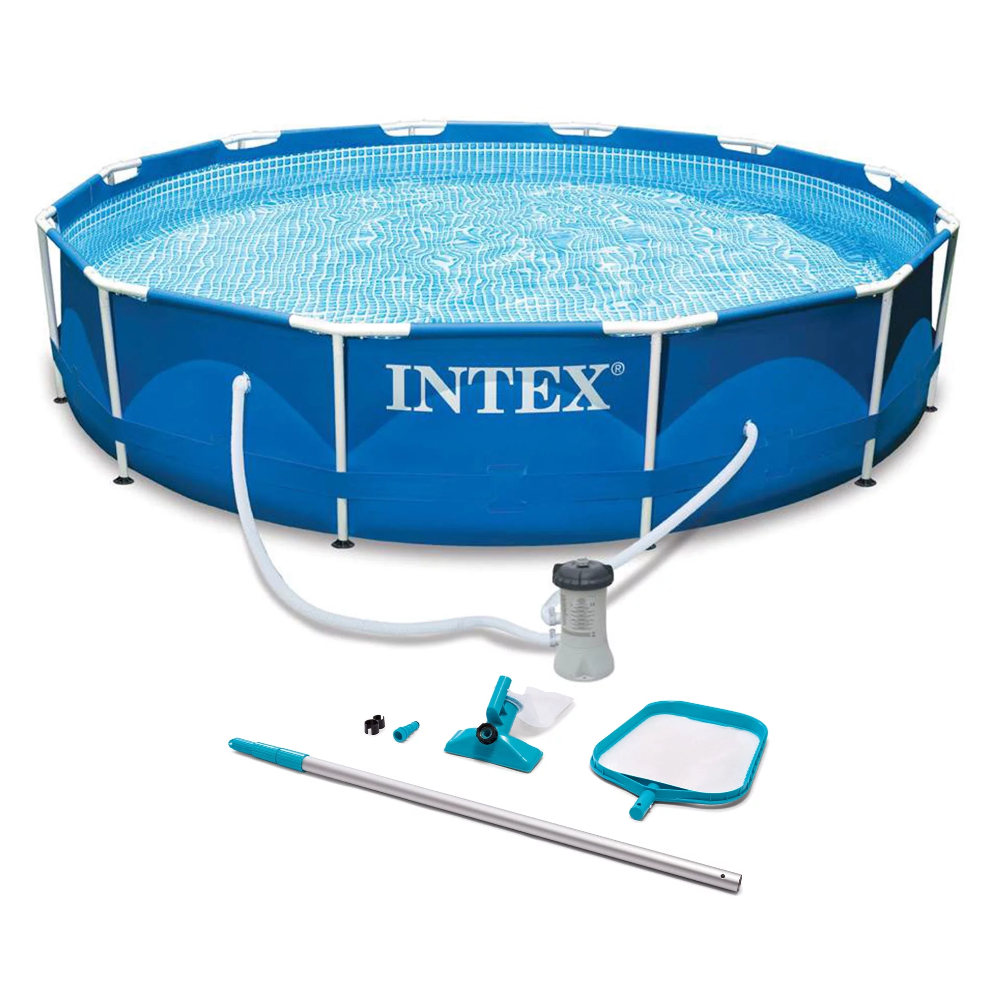 Intex Metal Frame 10’x30″ Swimming Pool with Filter Pump & Maintenance Kit