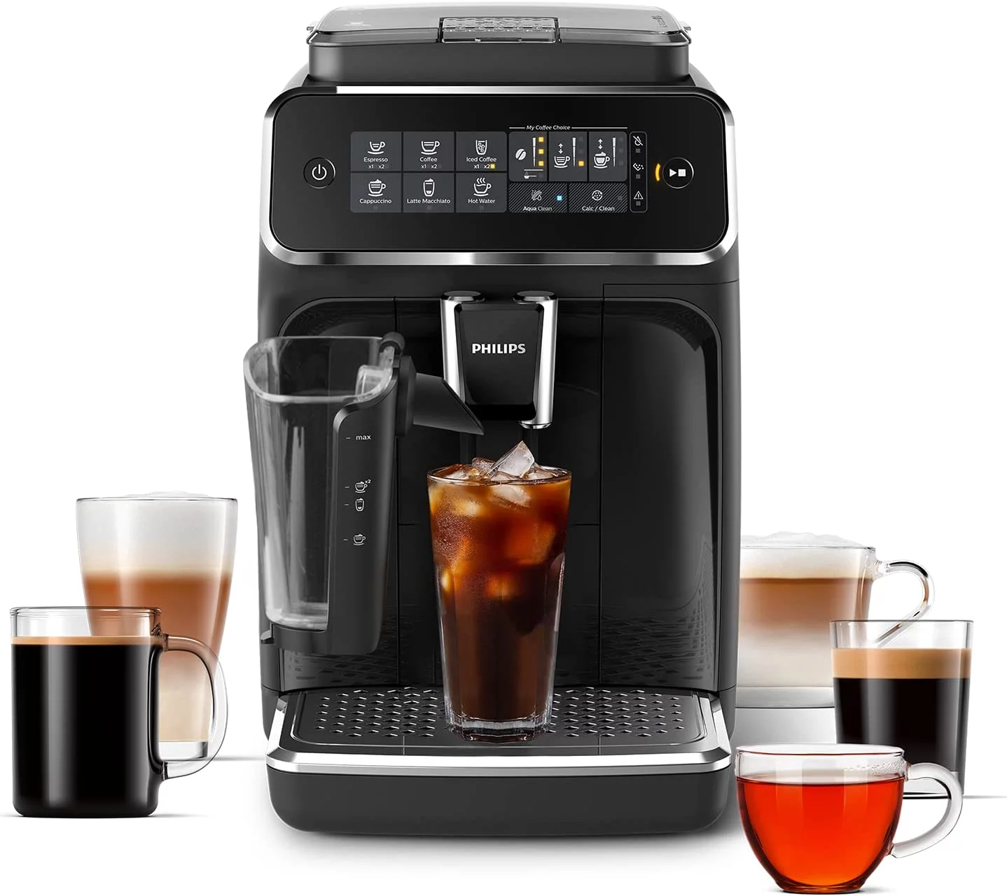 PHILIPS 3200 Series Fully Automatic Espresso Machine w/ LatteGo & Iced Coffee, Black (EP3241/74)