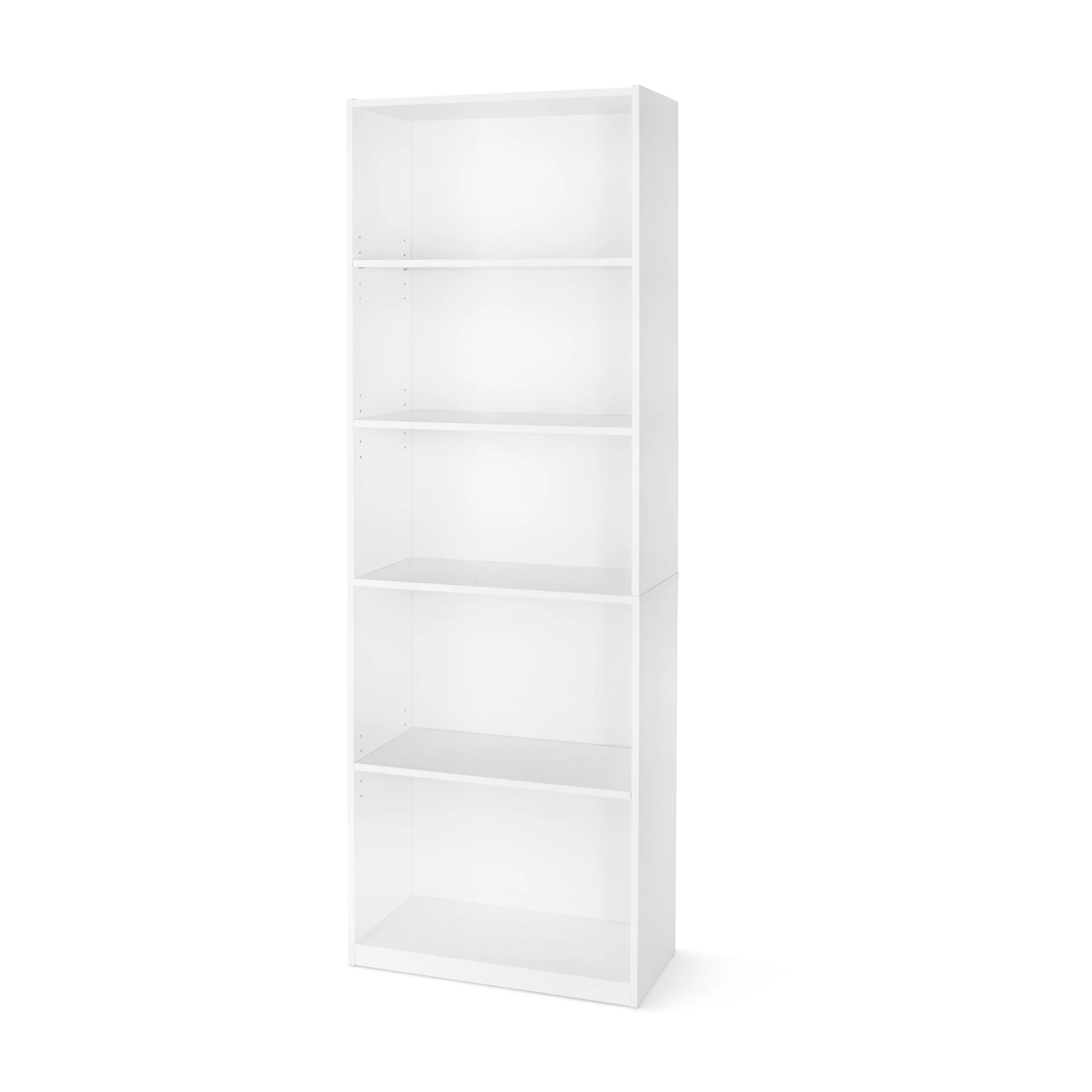 Mainstays 5-Shelf Bookcase with Adjustable Shelves, White