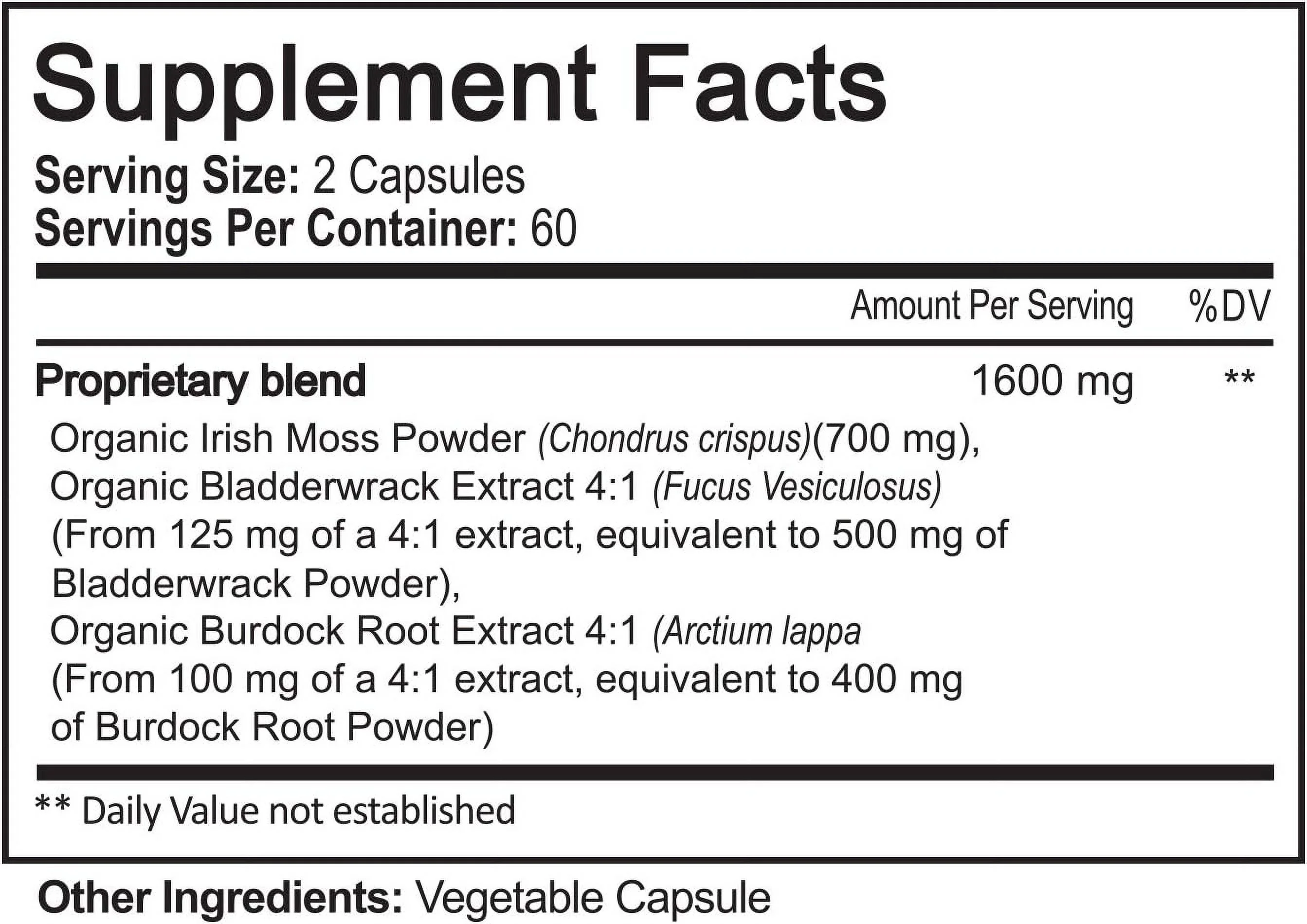 NutriFlair USDA Certified Organic Sea Moss Capsules 1600mg, 120 Capsules – Immunity, Gut, Energy – Superfood Sea Moss Supplements with Raw Sea Moss Powder for Women and Men