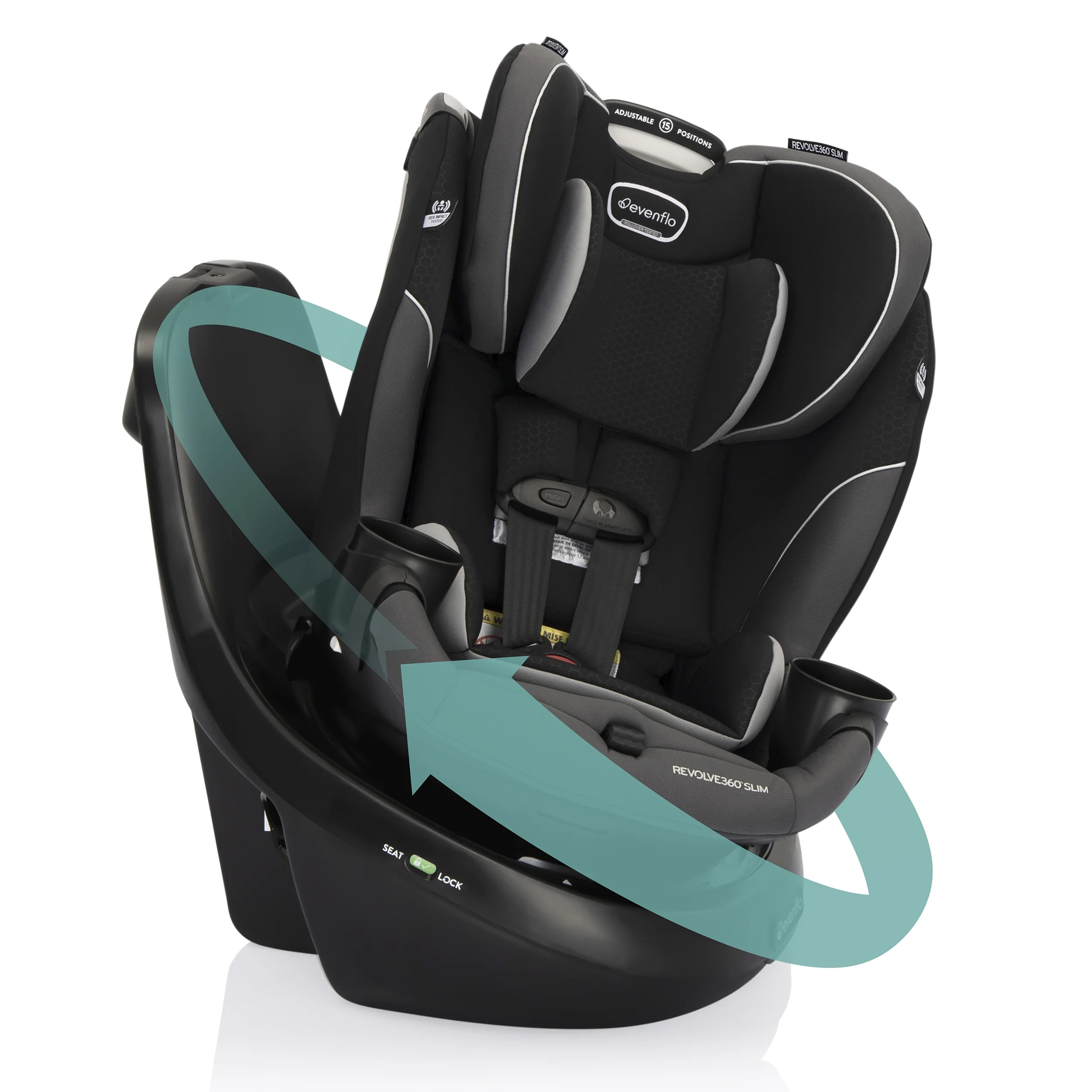 Evenflo Revolve360 Slim 2-in-1 Rotational Car Seat (Carver Blue), Infant, Toddler