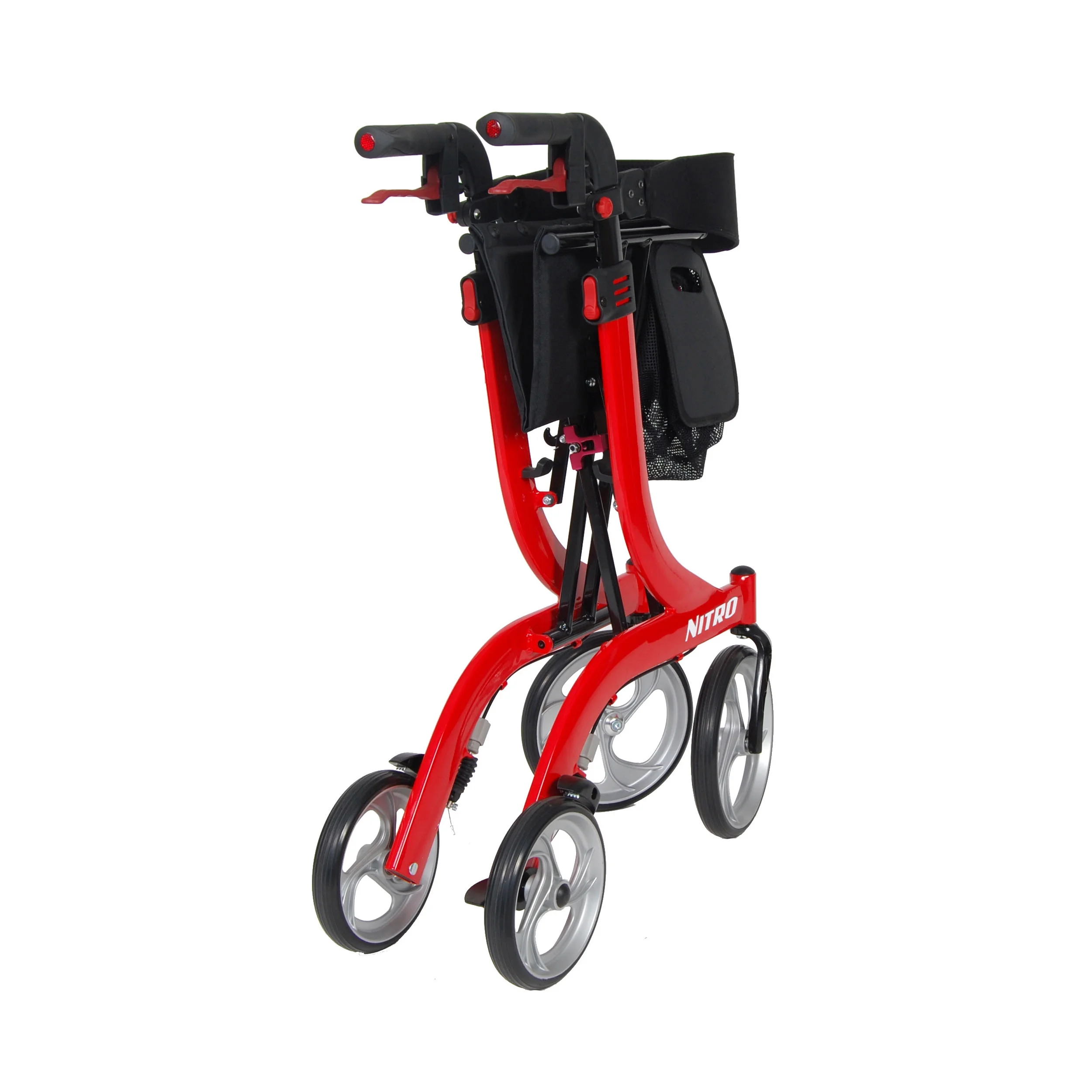 Drive Medical Nitro Euro Style Rollator Rolling Walker, Red