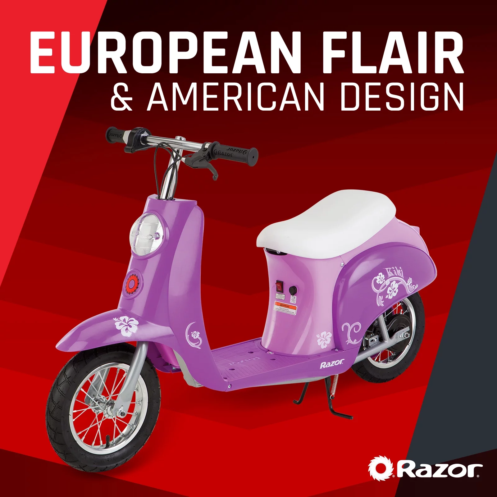 Razor Pocket Mod Miniature Euro-Style Electric Scooter – Kiki Purple, for Kids and Teens Ages 13+