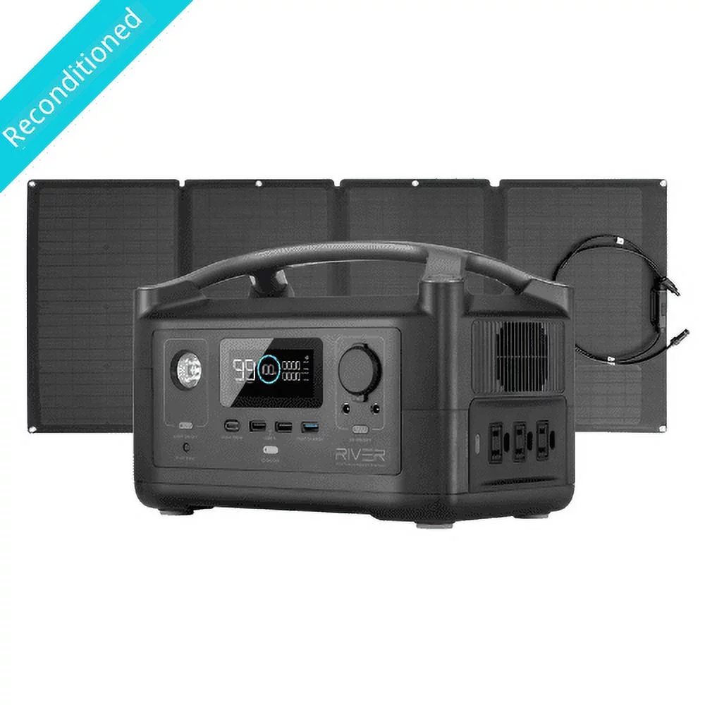 EcoFlow RIVER Portable Solar Generator Power Station,for Outdoor Camping,Home Use,Emergency,Used,Certified Reconditioned