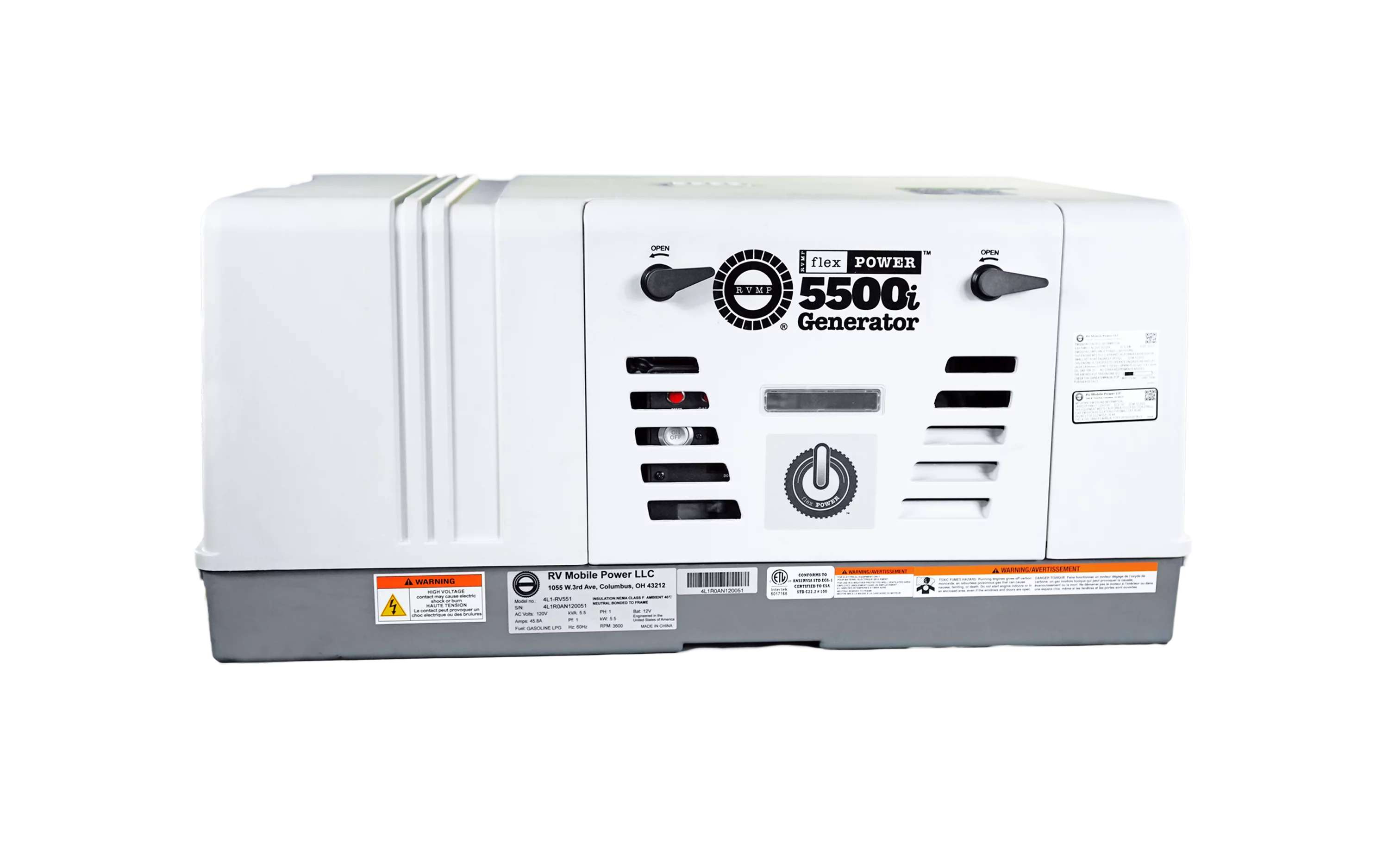 RVMP Flex Power 5500i | 5500 Watt Dual-Fuel Installed RV Generator | RVMP 5500W RV Dual Fuel Installed Generator | Flexible and Reliable 5.5kW Dual Fuel Installed Generator for Recreational Vehicles