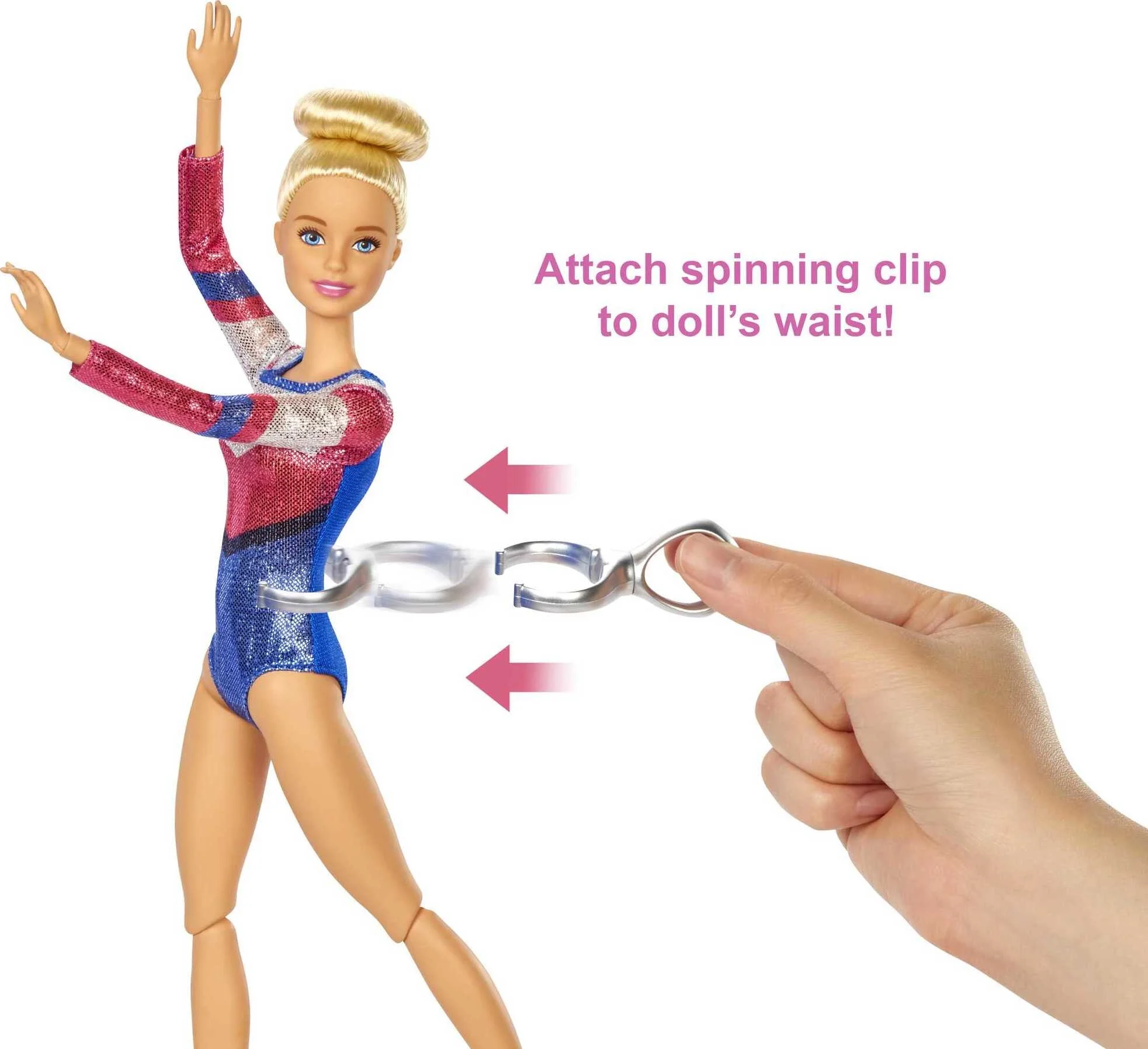 Barbie Gymnastics Playset with Blonde Doll and 15+ Accessories, Twirling Gymnast Toy with Balance Beam