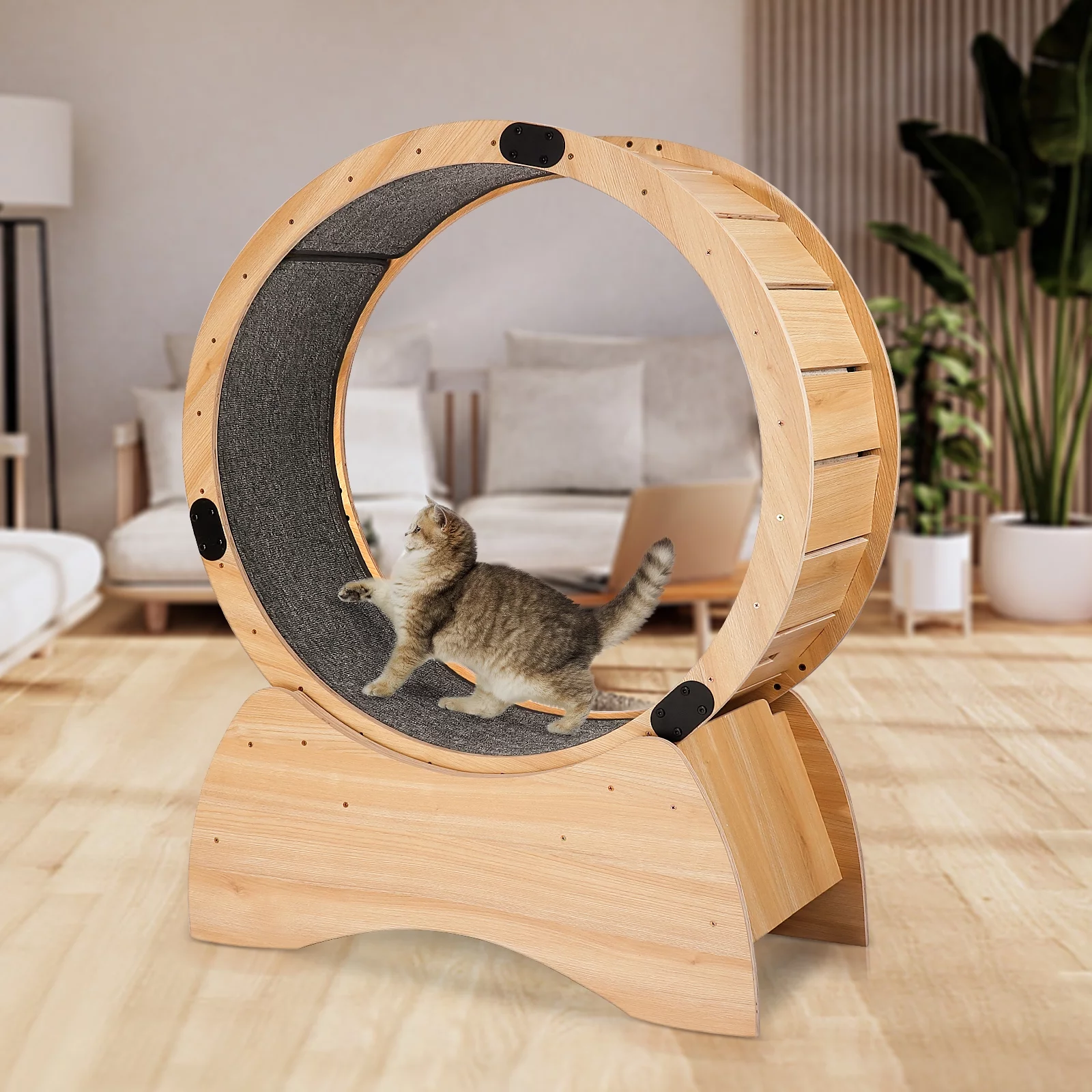 FYC Cat Exercise Wheel – Pets Treadmill, Run, Spin & Scratch – Carpeted Runway – Kitty Sport Toy – Reduces Boredom, Improves Fitness