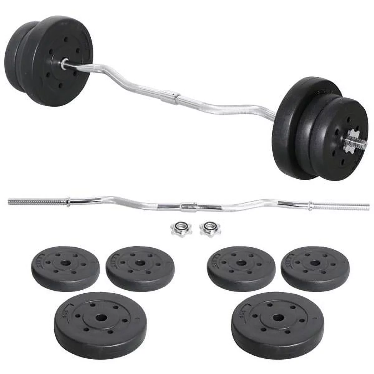 SmileMart 55lb Barbell Dumbbell Exercise Dumbbell Strength Training Equipment Weights Curl Bar for Home,Black