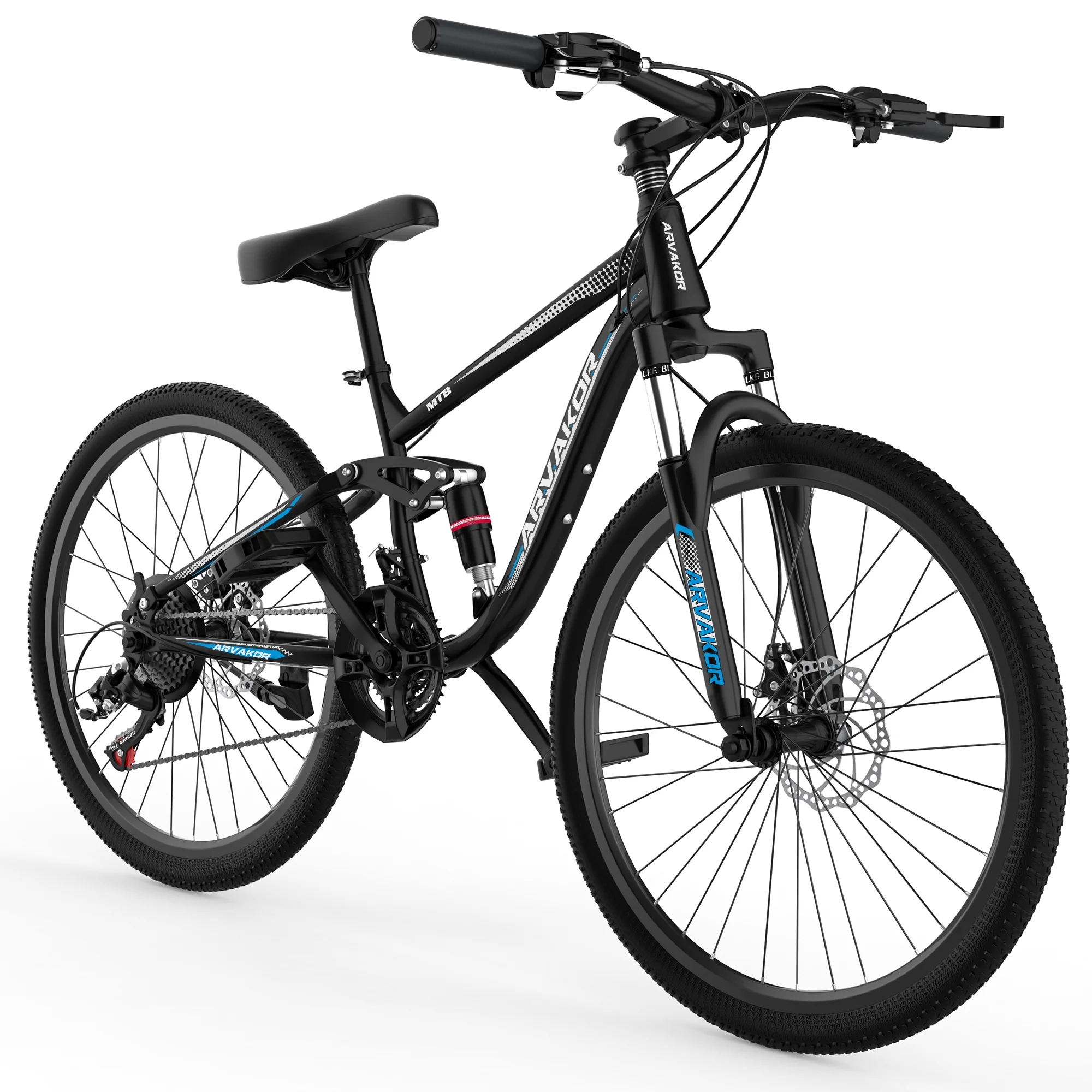 ARVAKOR 26” Mountain Bikes for Men, 21 Speeds, Double Disc Brake, Gray