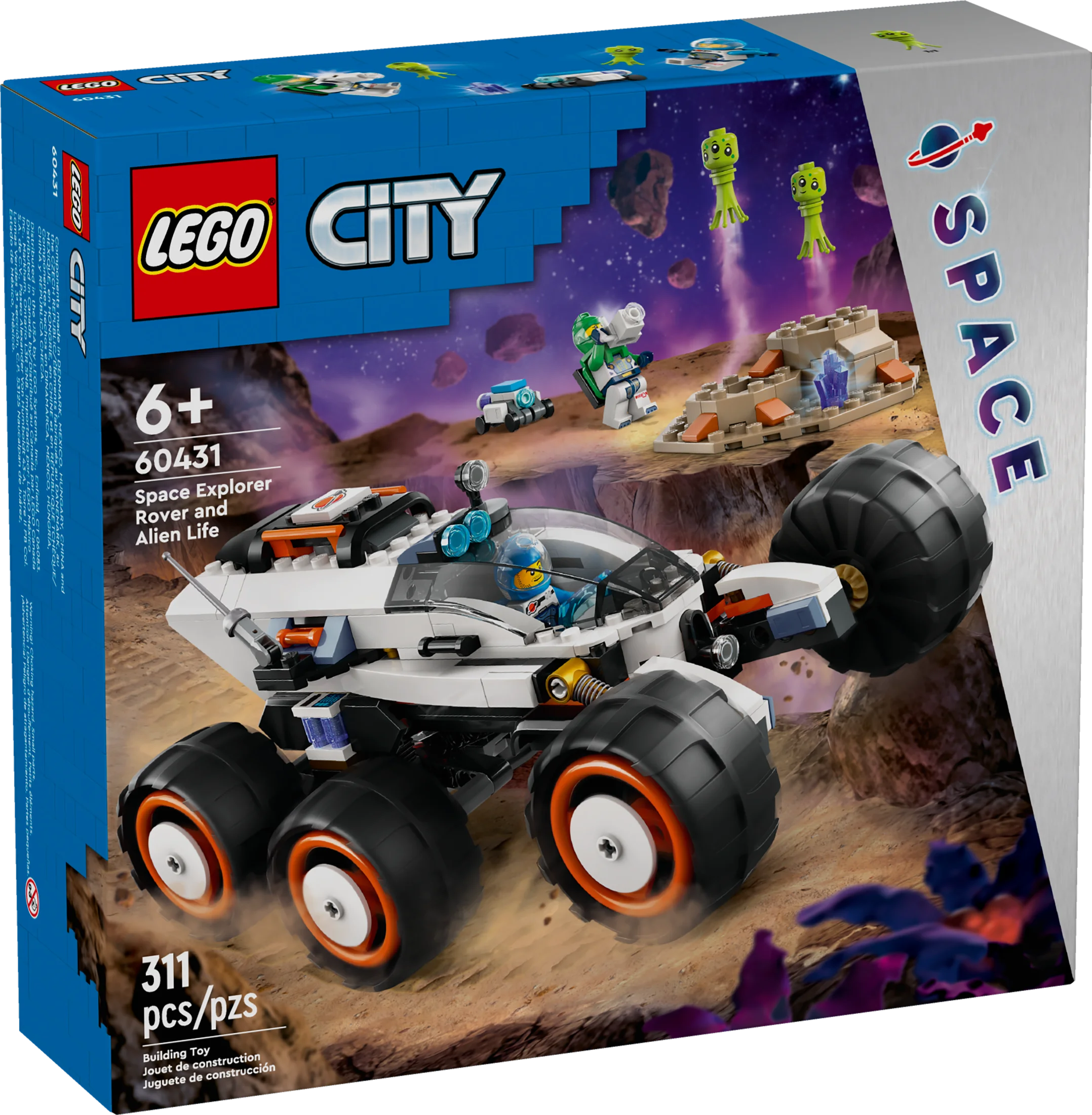 LEGO City Space Explorer Rover and Alien Life Toy, Space Gift for Boys and Girls Ages 6 and Up with 2 Minifigures, Robot and Extraterrestrial Figures, Pretend Play STEM Toy, 60431