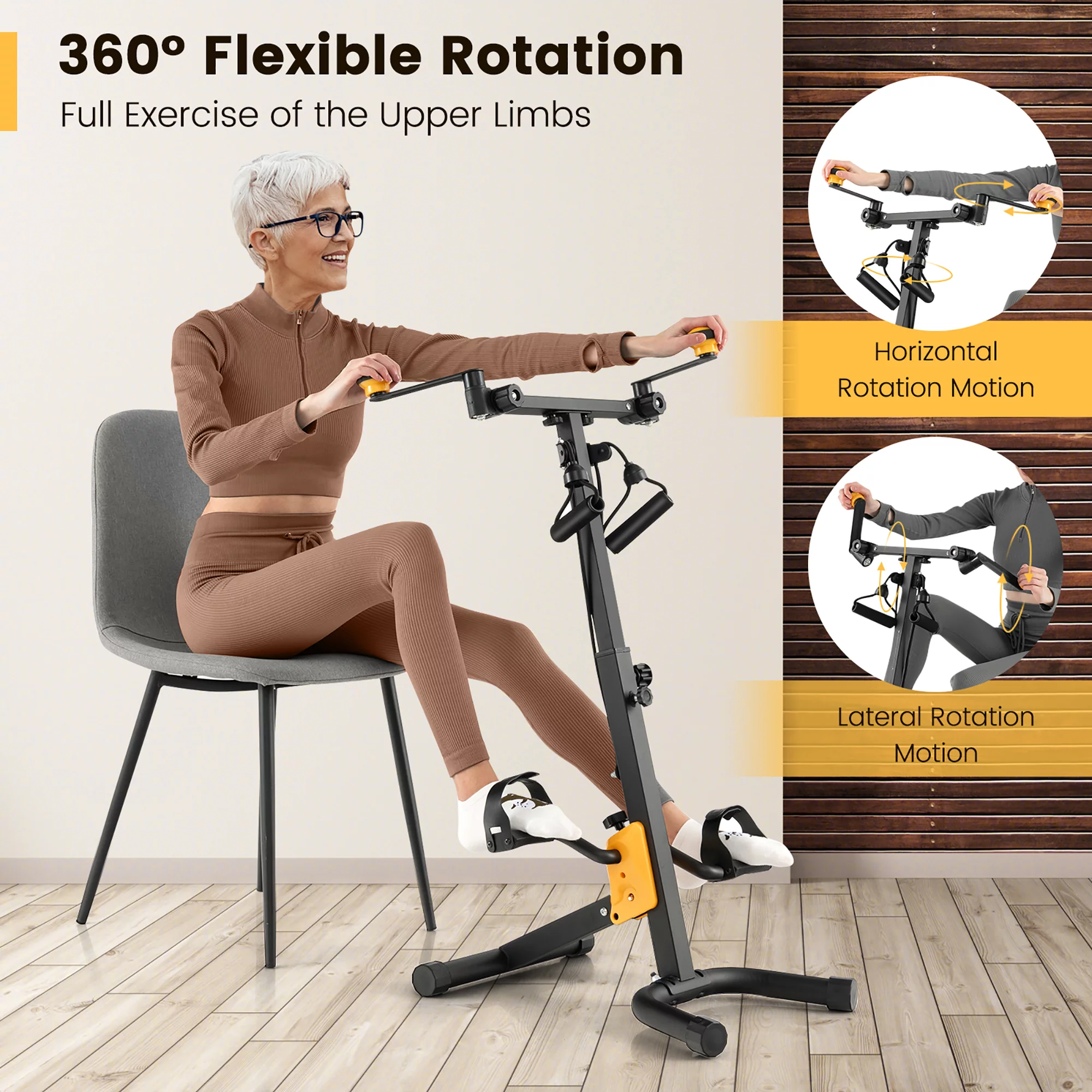 Costway Folding Pedal Exercise Bike with Adjustable Resistance Full body Home Rehab Machine