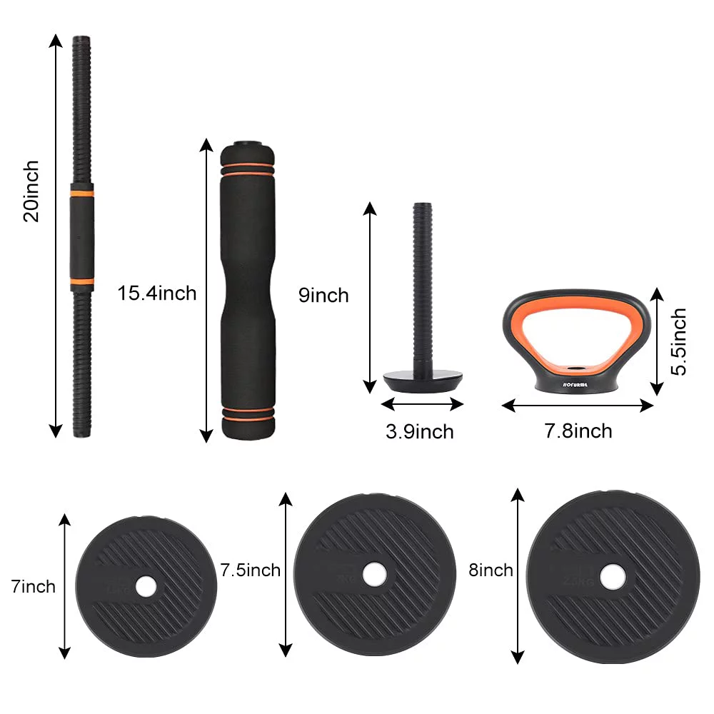 55lb Adjustable Weights Dumbbell Set, Portable Interchangeable Dumbbell, Barbell, and Kettlebell Set