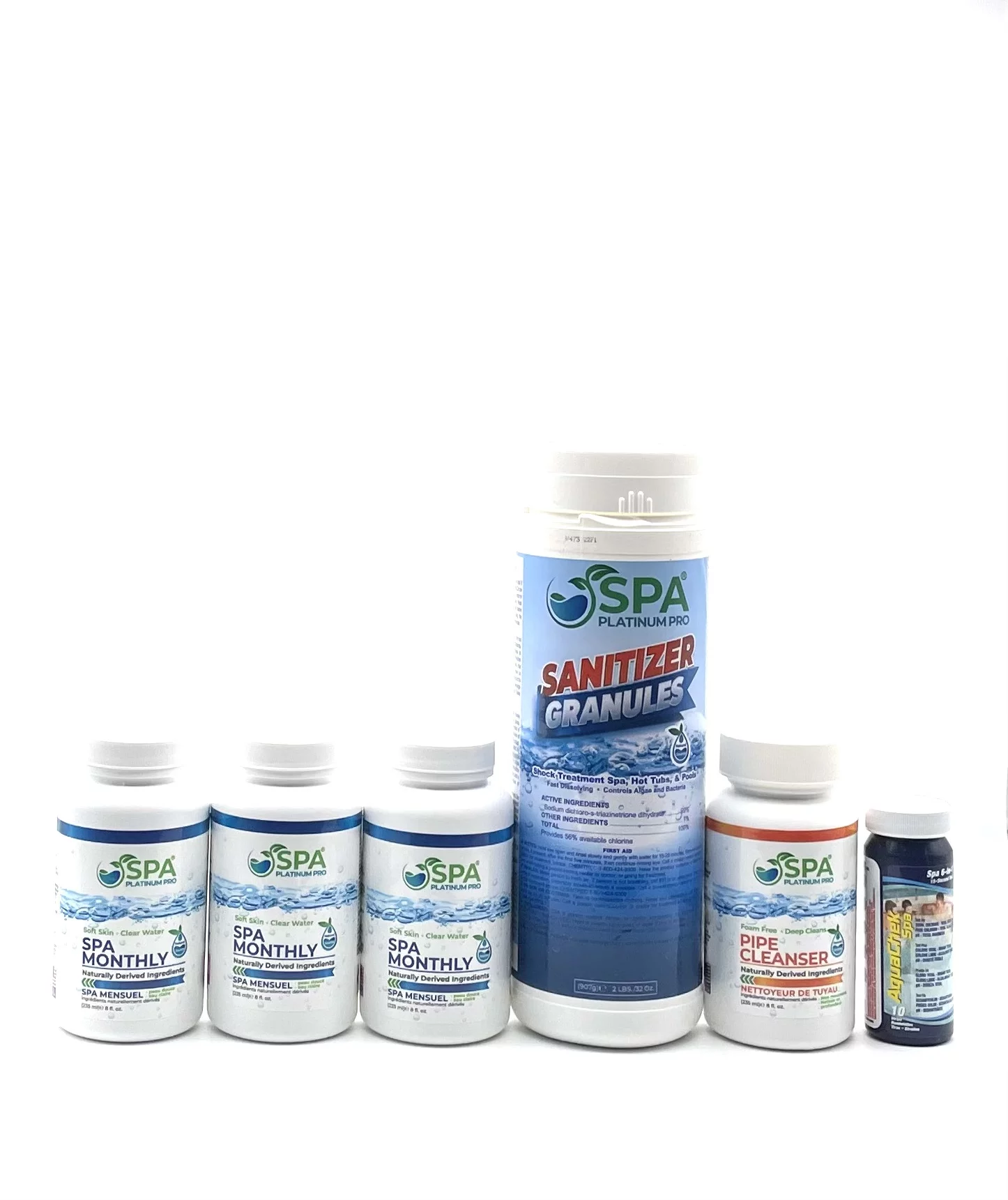 Spa and Hot Tub Water Treatment Start Up Kit | Hot Tub Chemical Maintenance | Spa Shock | Spa Monthly | Pipe Cleanser | pH Strips