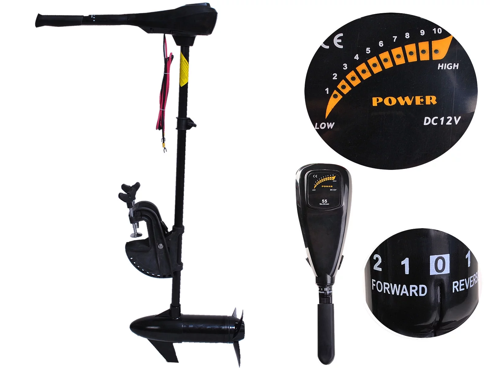 Costway New 55lbs Freshwater Transom Mounted Trolling Motor 36″ Shaft