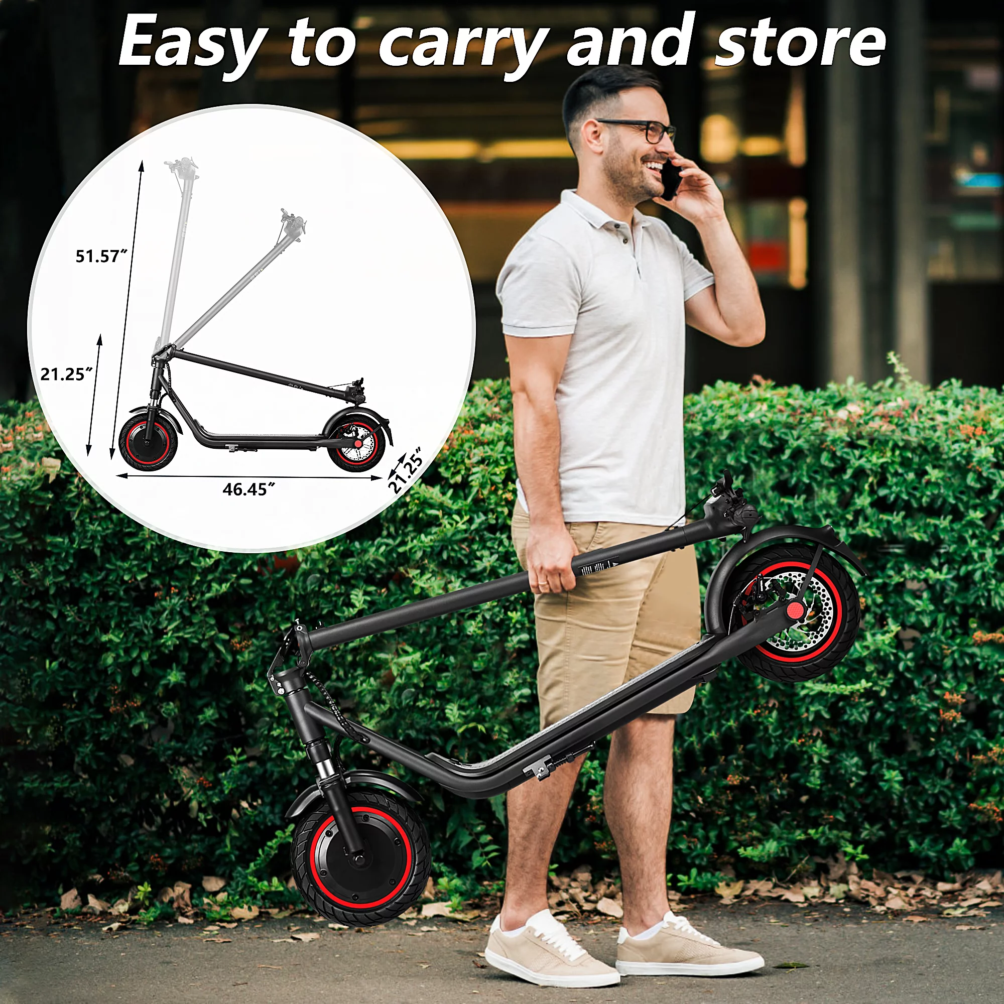 iYofe 10″ Adult Electric Scooter Foldable Electric Scooter for Adults with Front Wheel Shock Absorption, 500 W Motor up to 15 MPH and 25 Miles Range, Black