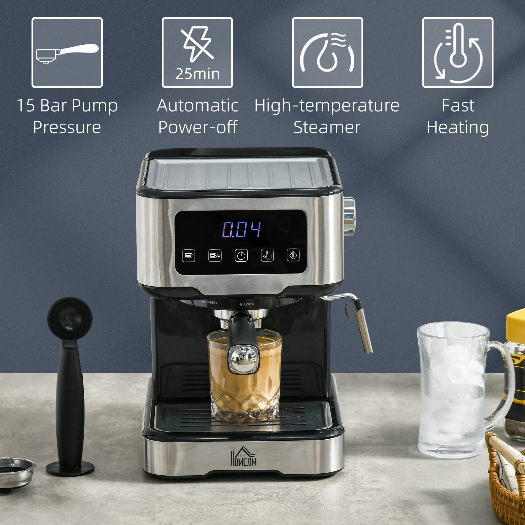 Espresso Coffee Maker Machine 15-Bar Frother Latte Cappuccino