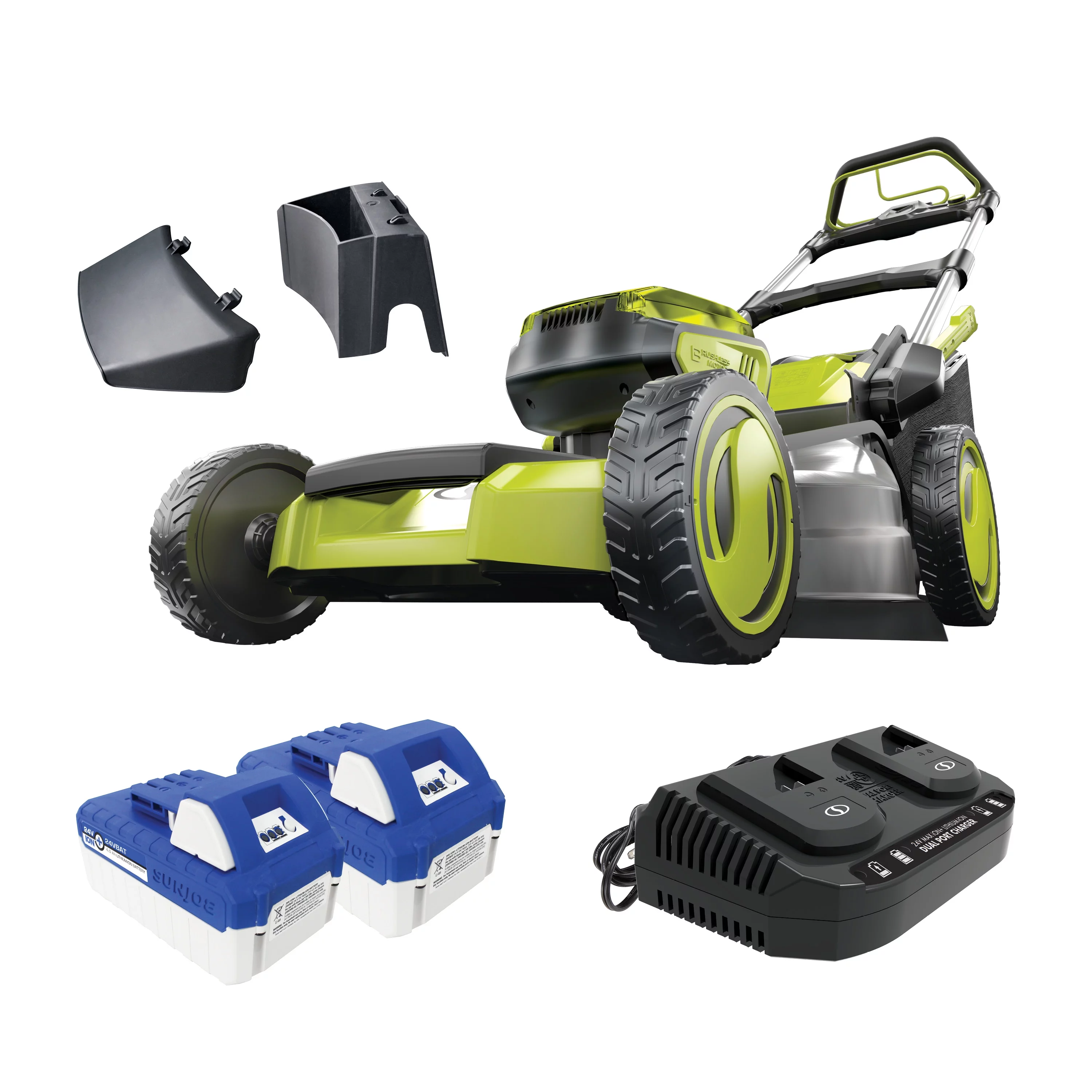 Sun Joe 48V Cordless 20″ Self-Propelled Lawn Mower, 7-Position, 2 x 4.0-Ah Batteries & Charger