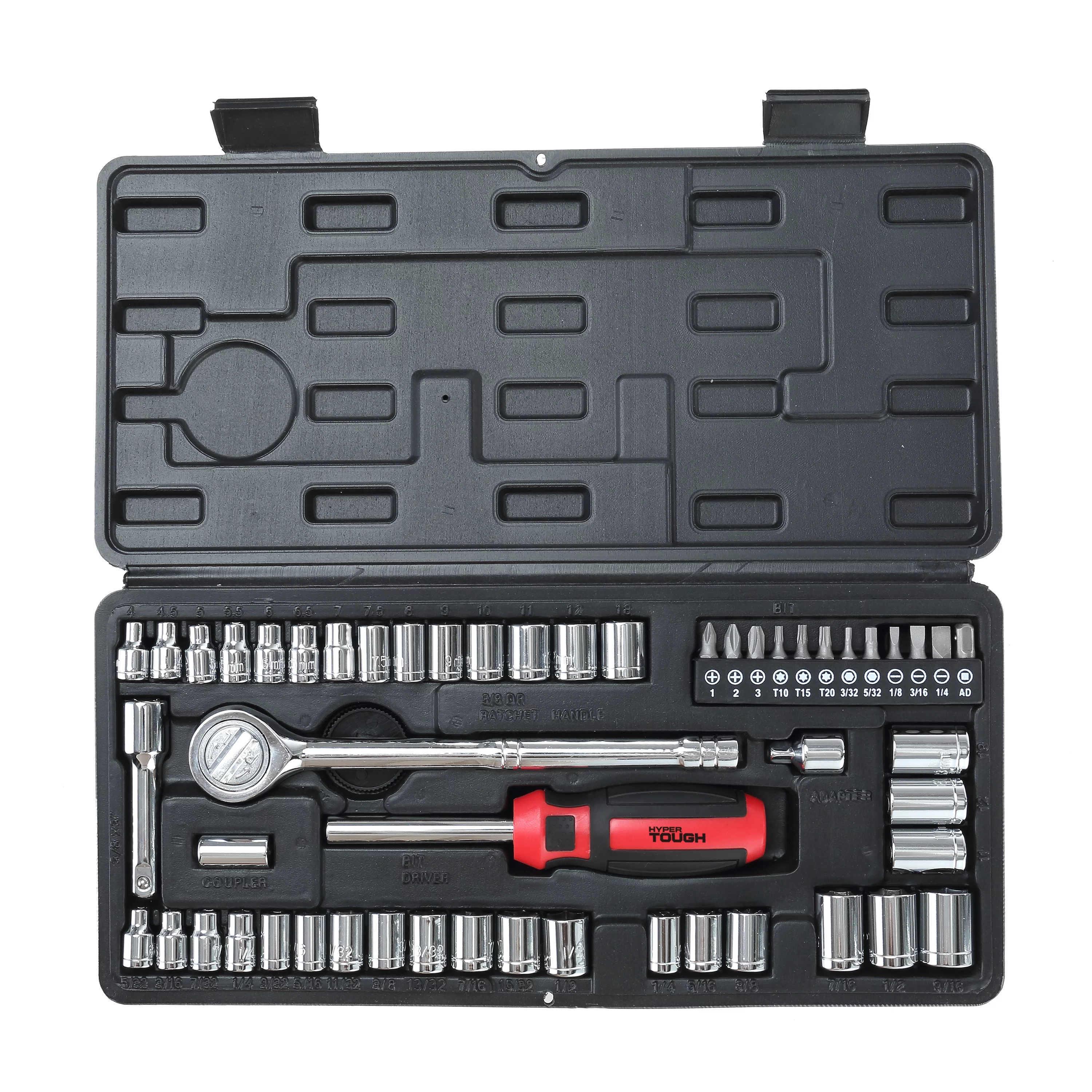 Hyper Tough 54 Piece 1/4 and 3/8 inch Drive Socket Set