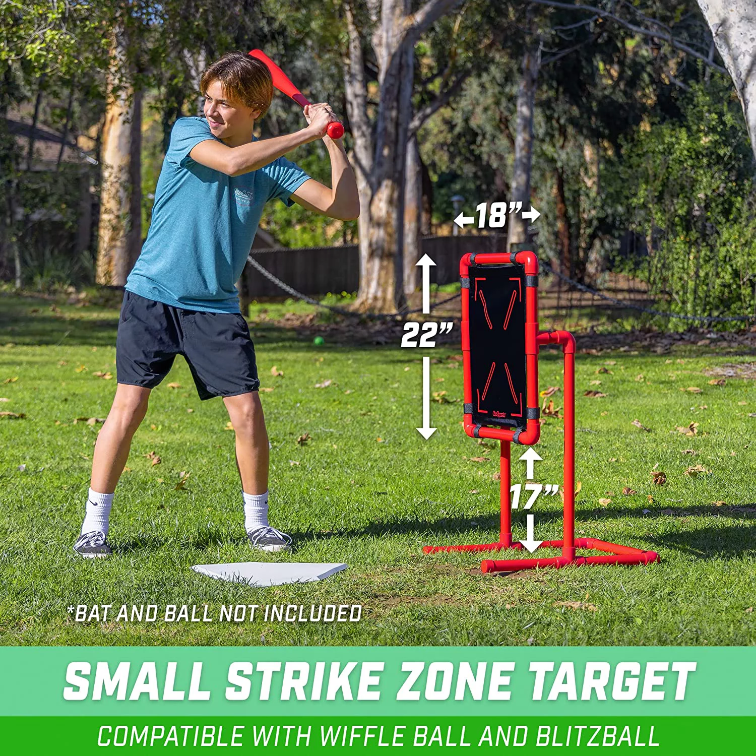 GoSports Baseball Strike Zone Target for Plastic Balls – Compatible with Blitzball and Wiffle Ball