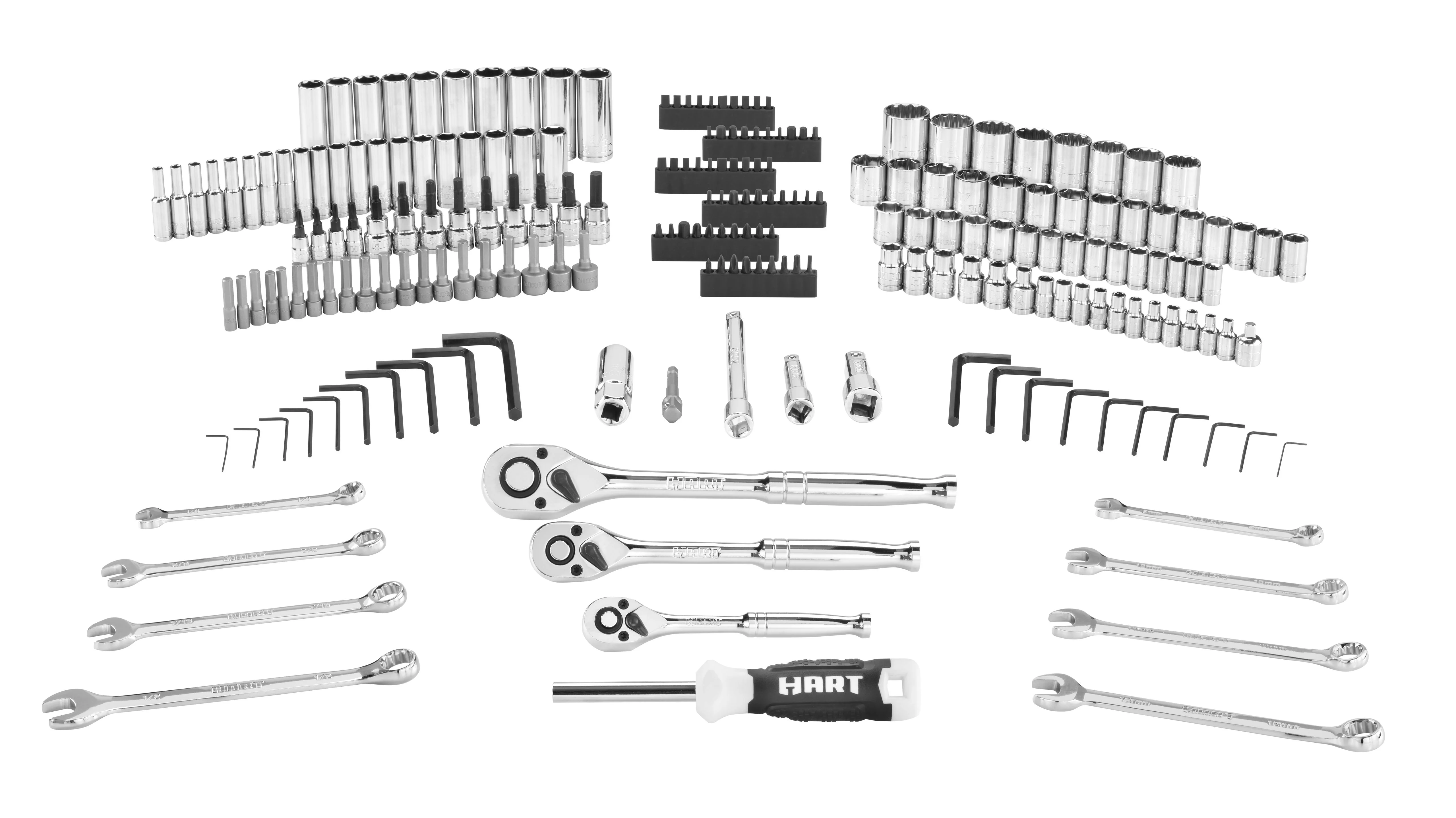 HART 215-Piece Mechanics Tool Set, Multiple Drive, Chrome Finish