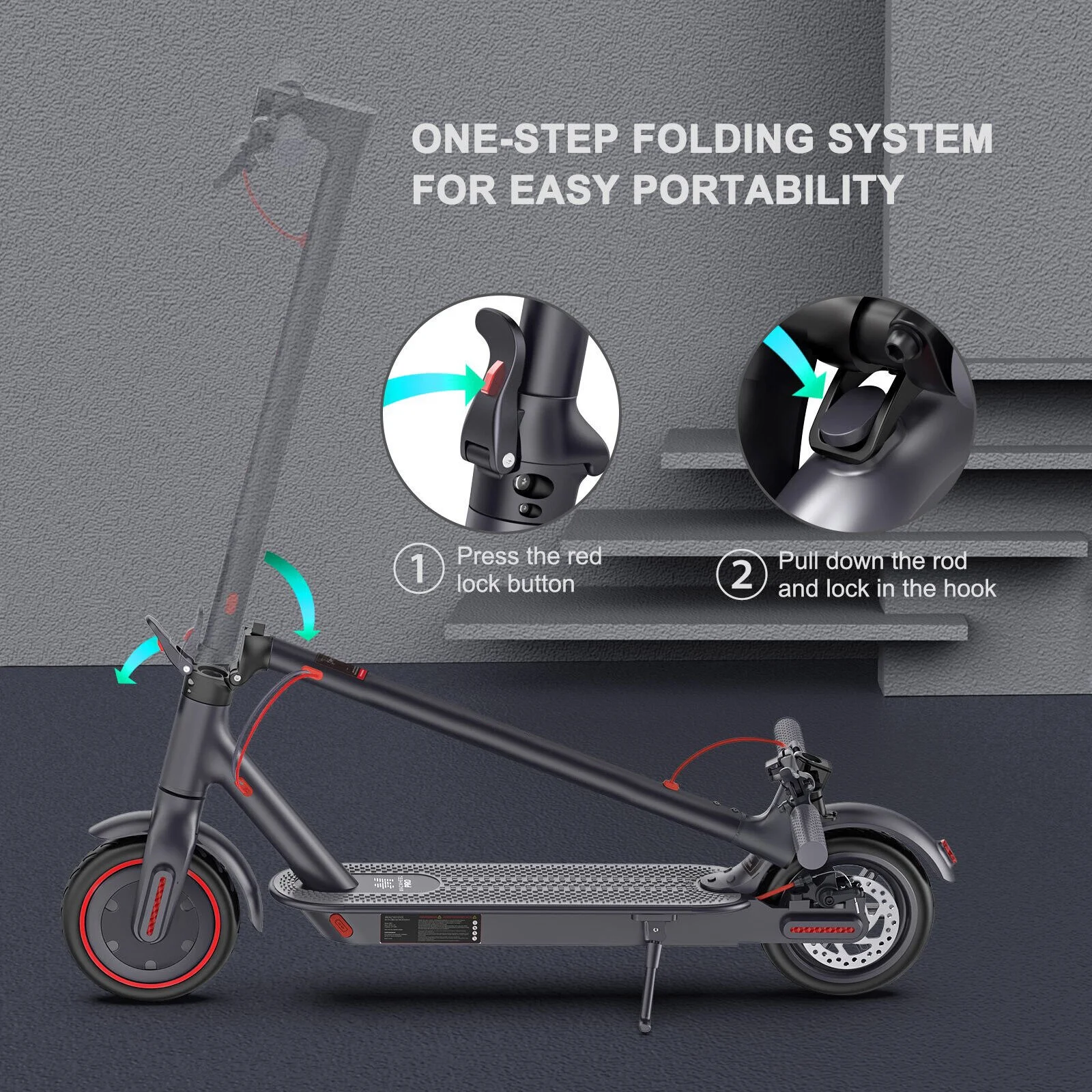 Dazone Electric Scooter, 350W Folding E-scooter,  8.5″ Tires 2 Wheels Max 20 Miles Range and 15.5Mph Speed, for Adult  Commuter Foldable Portable Escooter