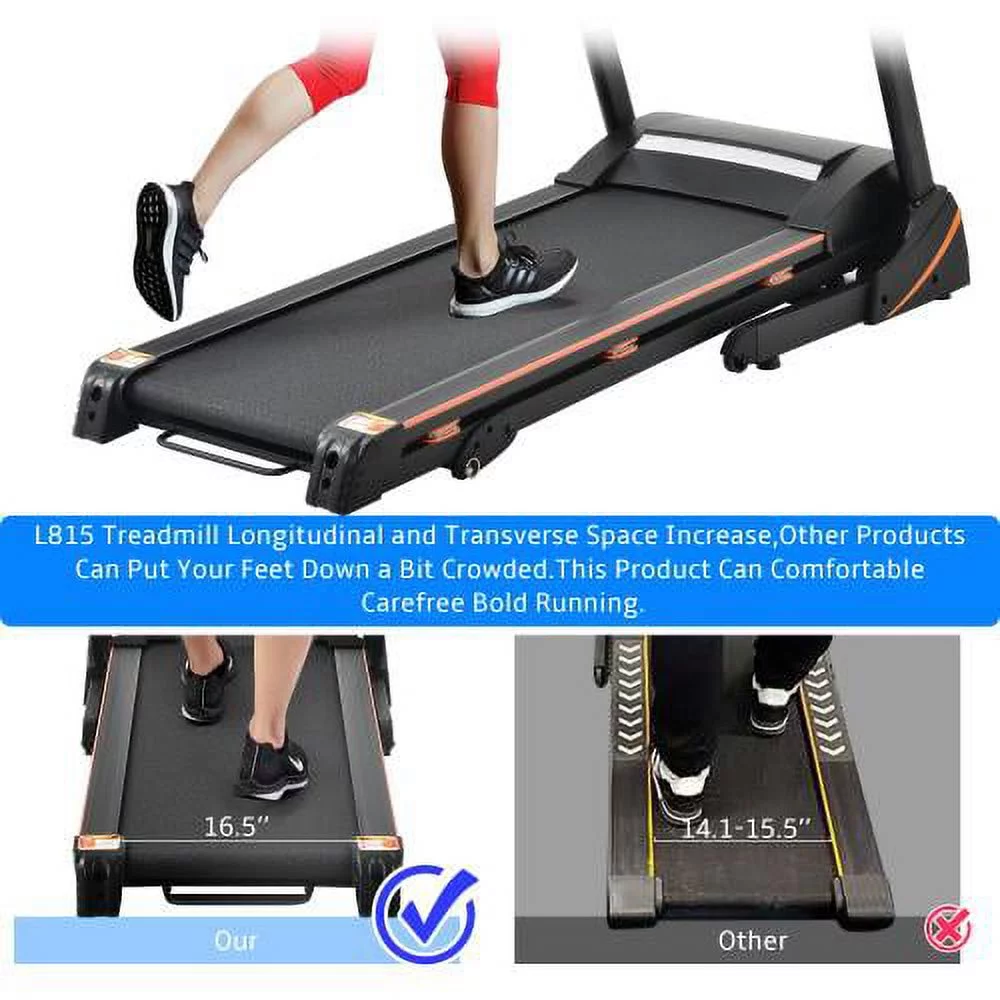 Treadmill Folding Electric 3.5HP Treadmill With Incline Medium Running Machine Motorised LCD Gym 330lbs Folding Treadmill Electric Motorized Power 14.8KM/H Running Fitness Machine Gym