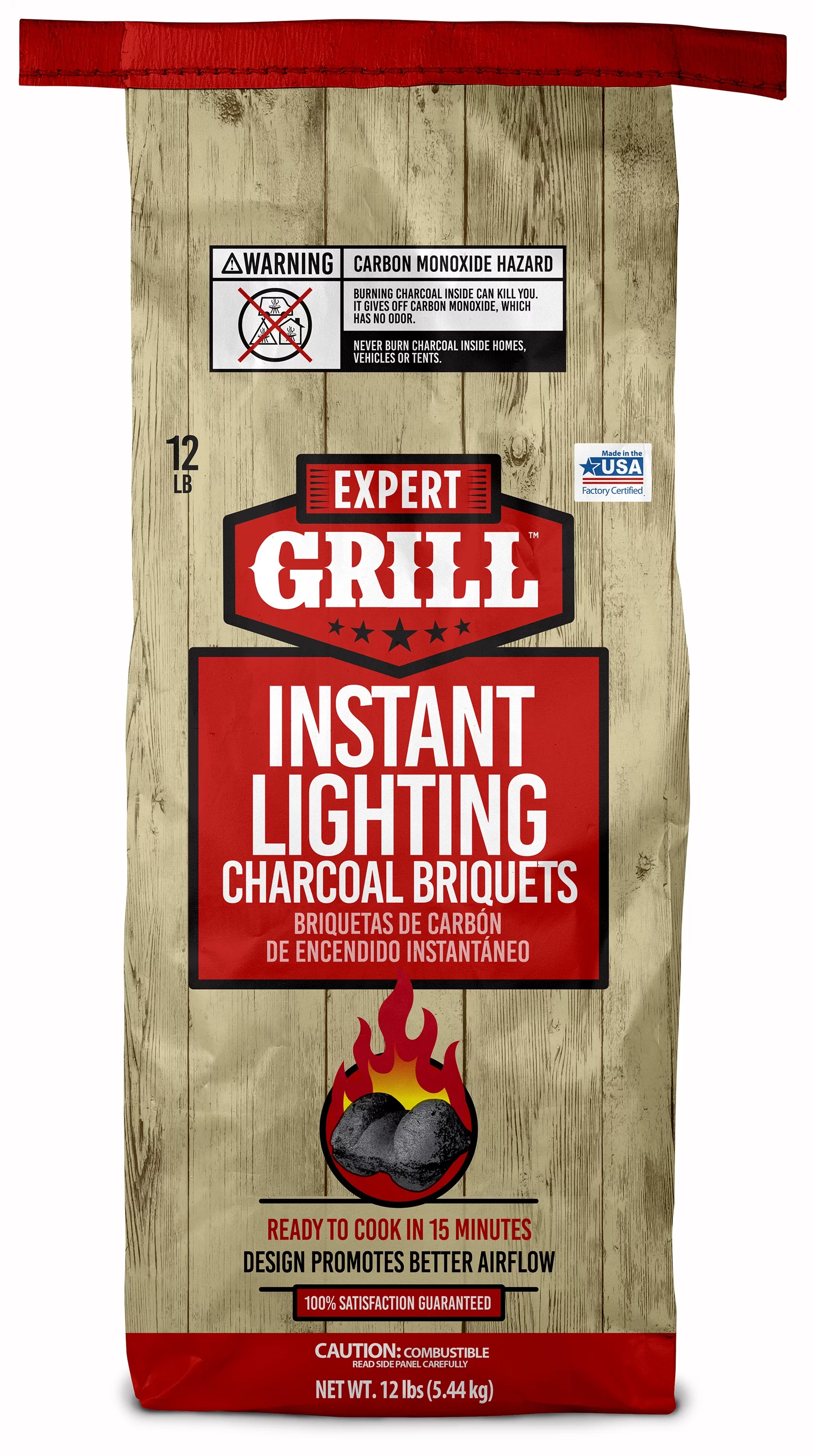 Expert Grill Instant Charcoal Briquets, 12 Lb