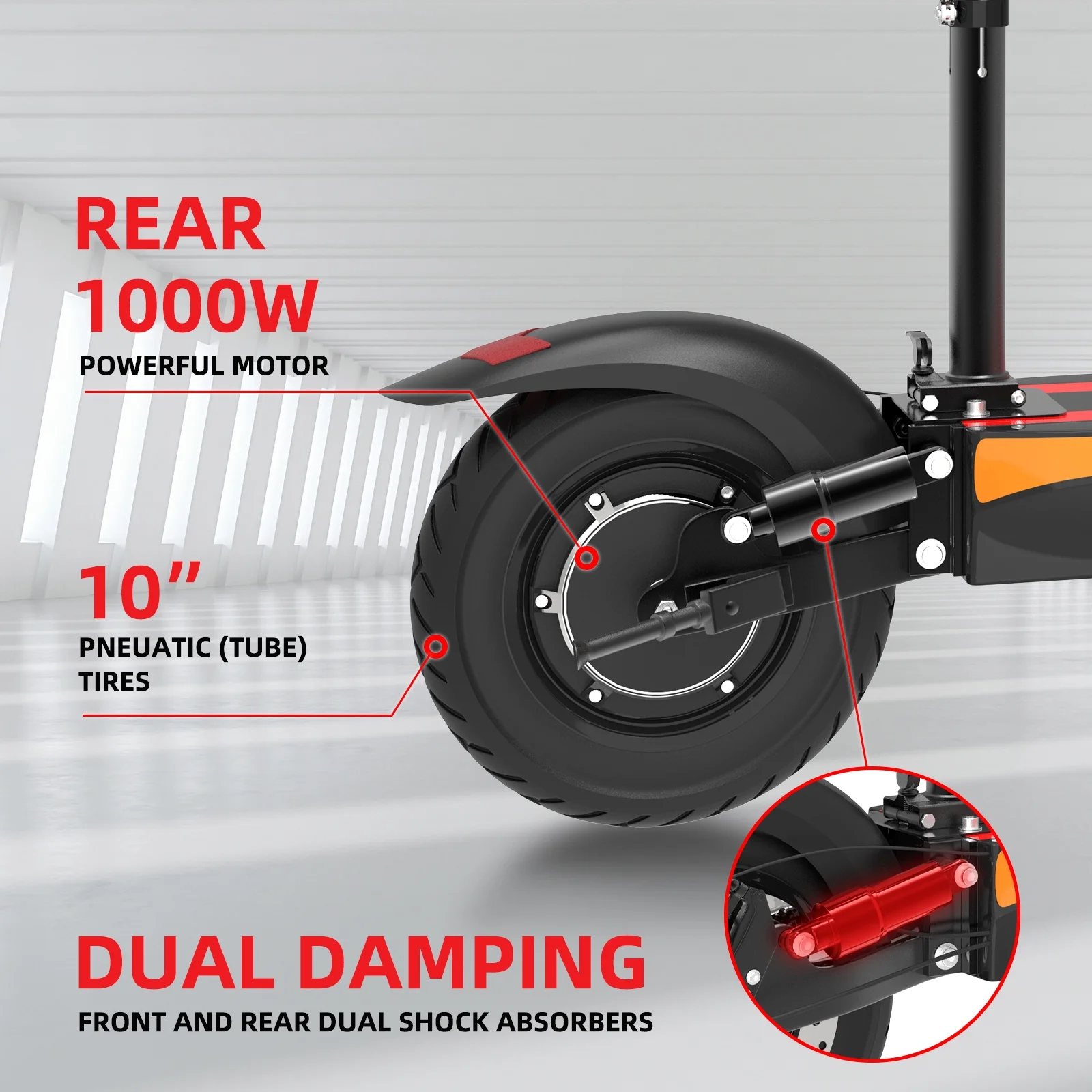 JUEXING Electric Scooter with Seat, 1000W Motor Up to 31.5 mph and 35 Miles Range, Folding Adult E Scooter Urban Commuter