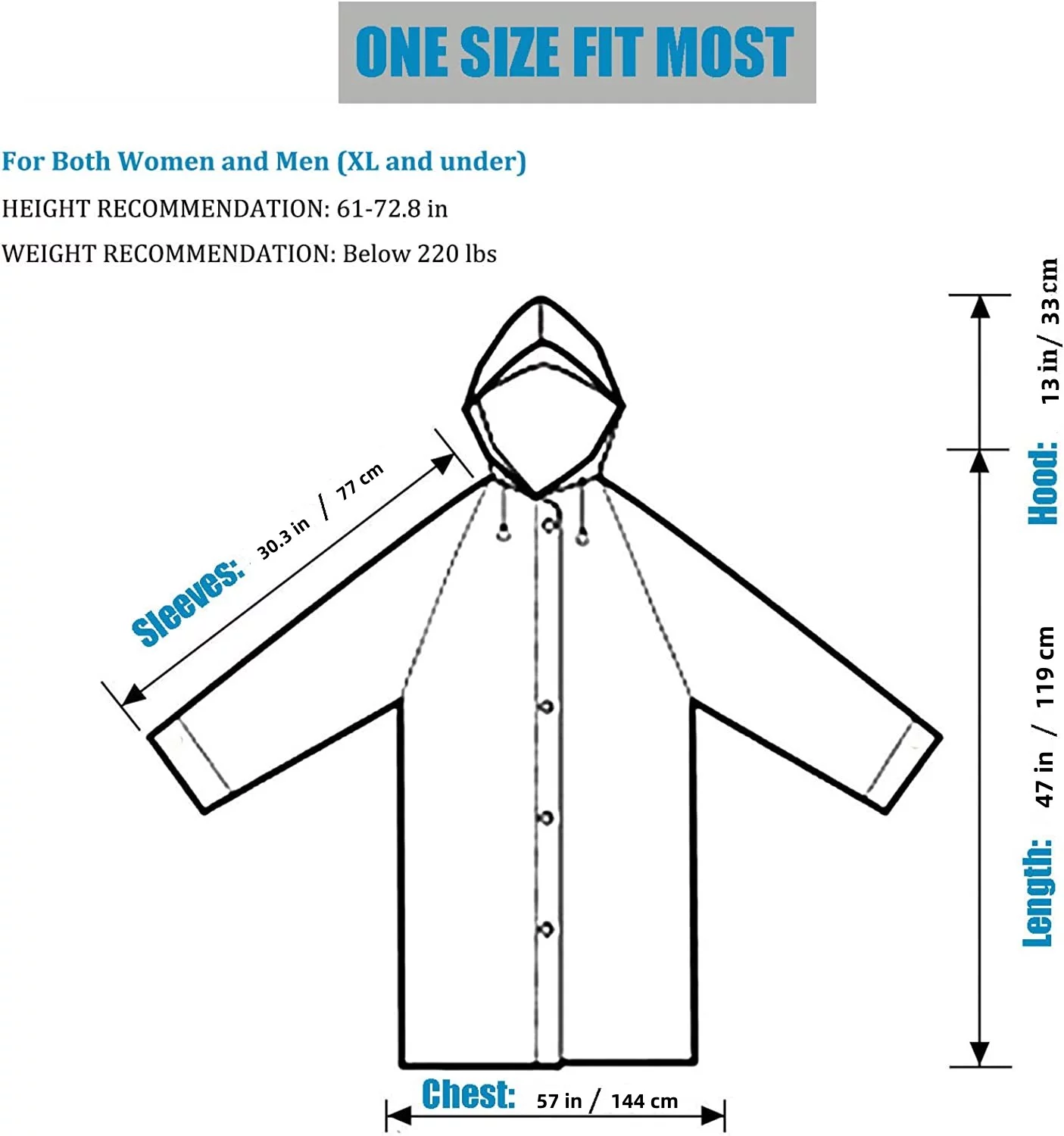 BN-LINK EVA Rain Ponchos for Adults Reusable, 2 Pack Raincoats Emergency for Women Men with Hood and Drawstring, White