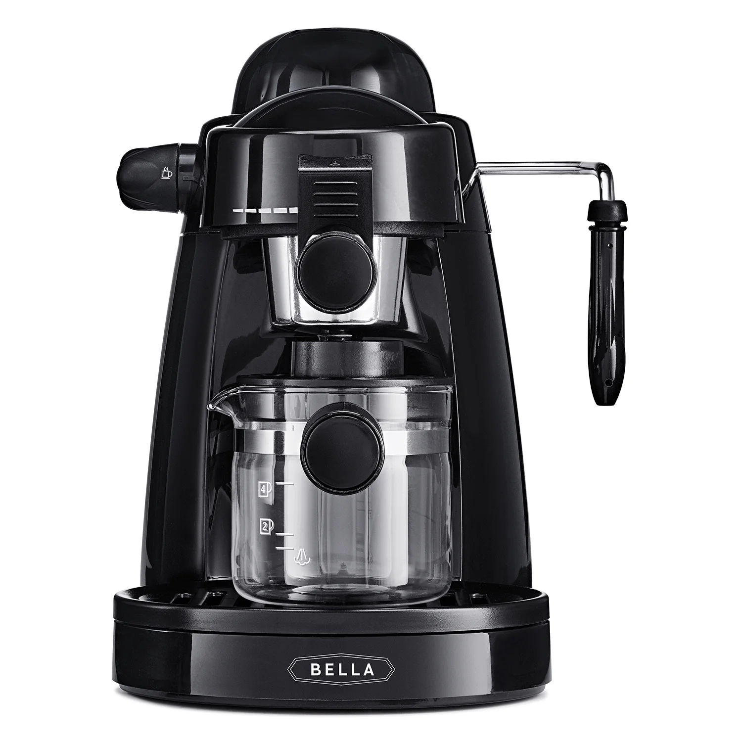 Bella High Powered Personal Fancy Coffee Machine Steam Espresso Maker, Black