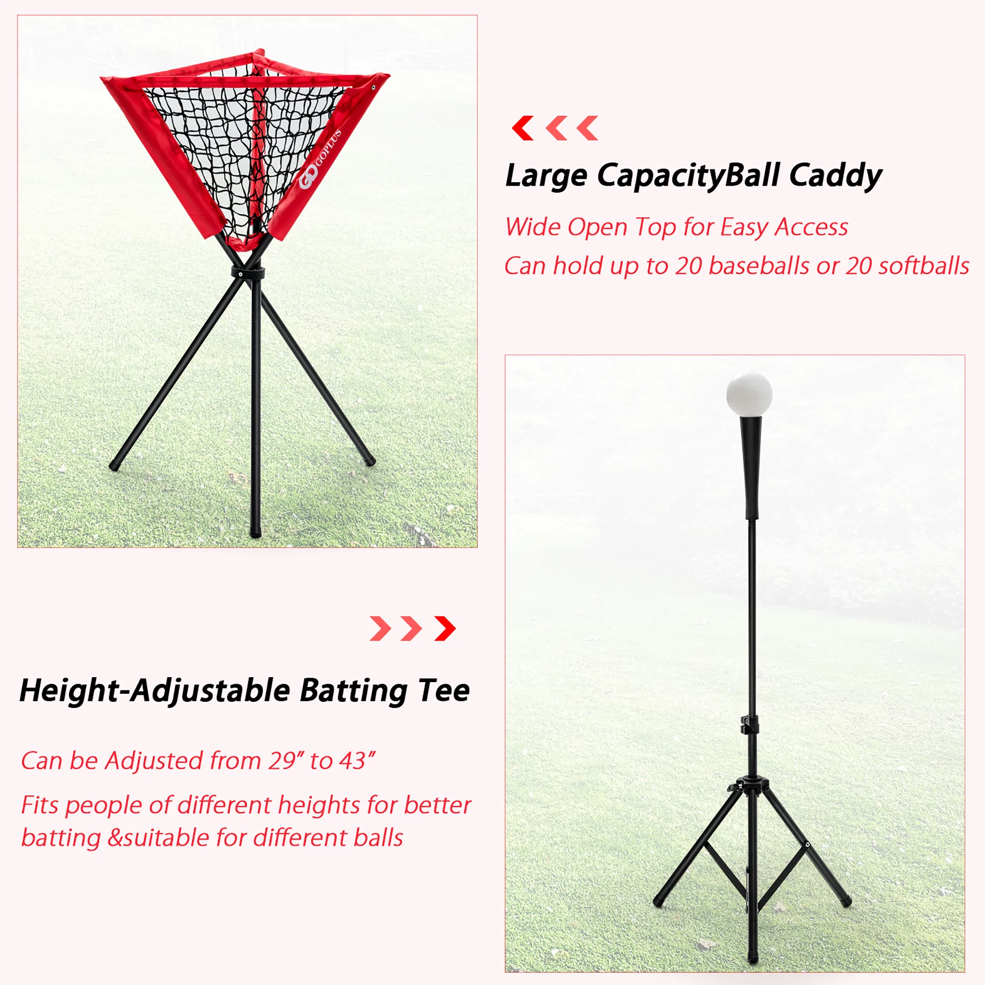 Goplus 8′ x 7′ Baseball Softball Practice Net for Hitting Pitching Batting Red