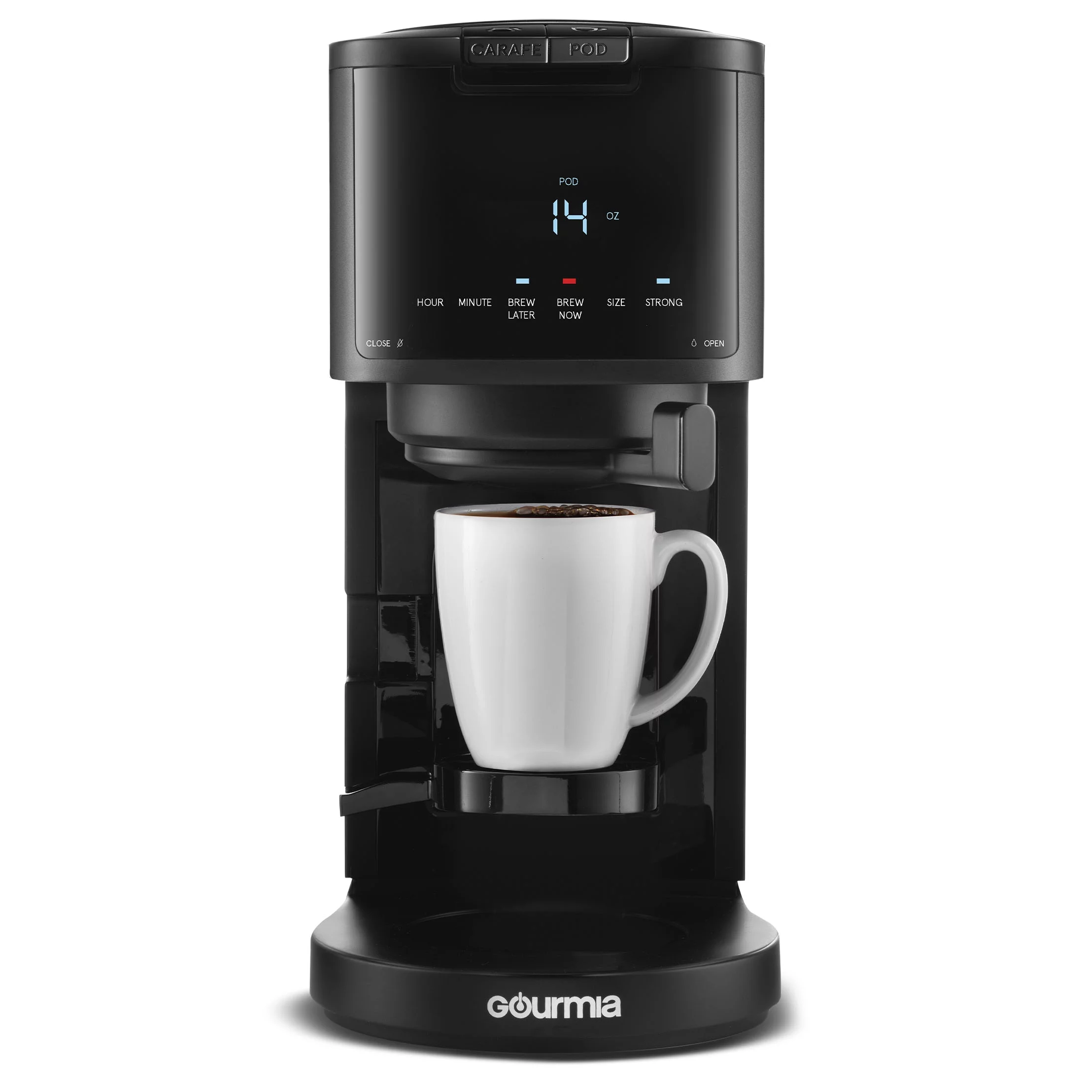 New Gourmia Single Serve + 12 Cup Drip Coffee Maker, Thermal Carafe