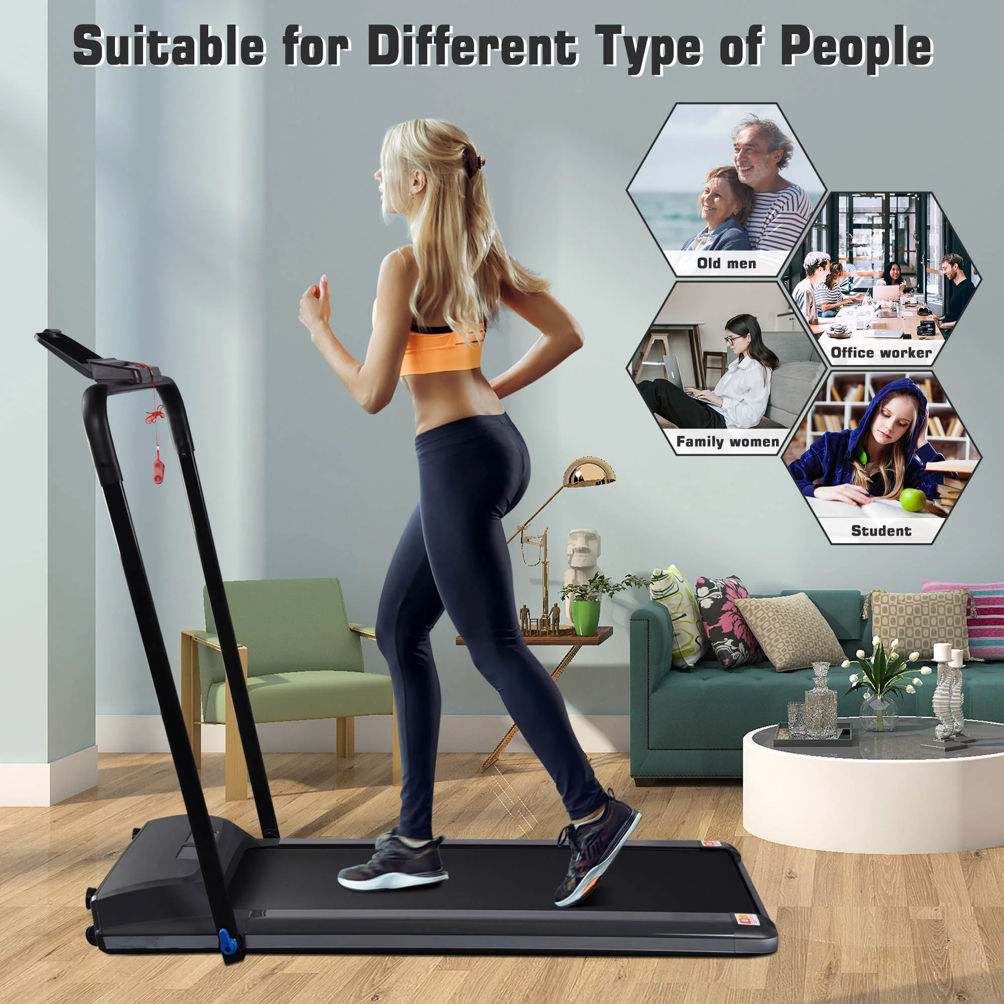 Yescom Folding 2 in 1 Treadmill Compact Under Desk Treadmill Motorized Running Jogging Machine for Home Office