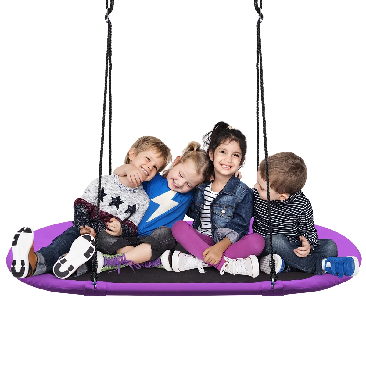 Topbuy 60″ Flying Saucer Tree Swing Set Outdoor Oval Swing Adjustable Hanging Ropes for Kids Green