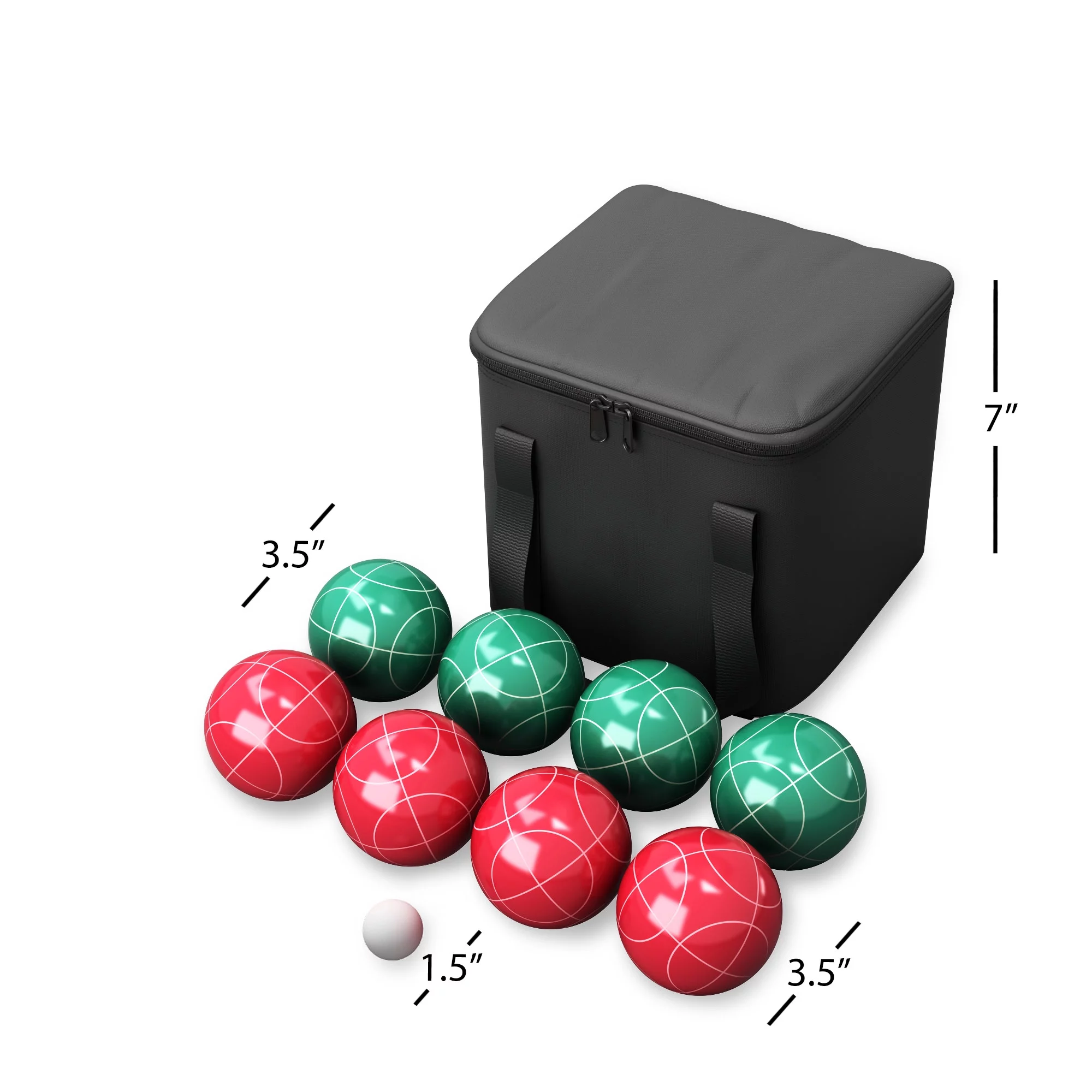 Trademark Games Bocce Ball Set Outdoor Family Bocce Game for Backyard, Lawn, Beach and More Red and Green Balls, Pallino, and Equipment Carrying Case by Hey! Play!