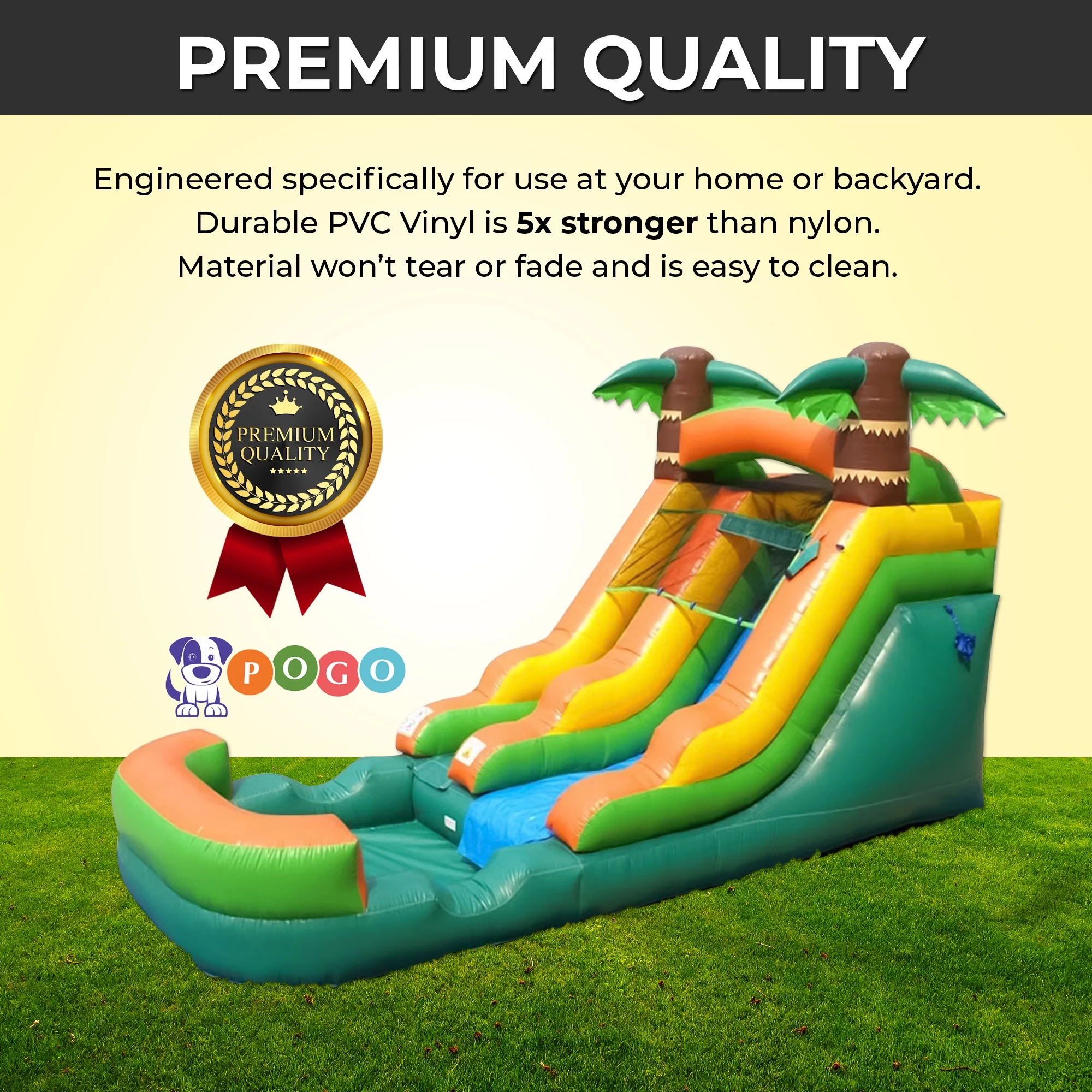 Pogo Bounce House Crossover Kids Inflatable Water Slide, Pink Unicorn with Blower, 12 ft