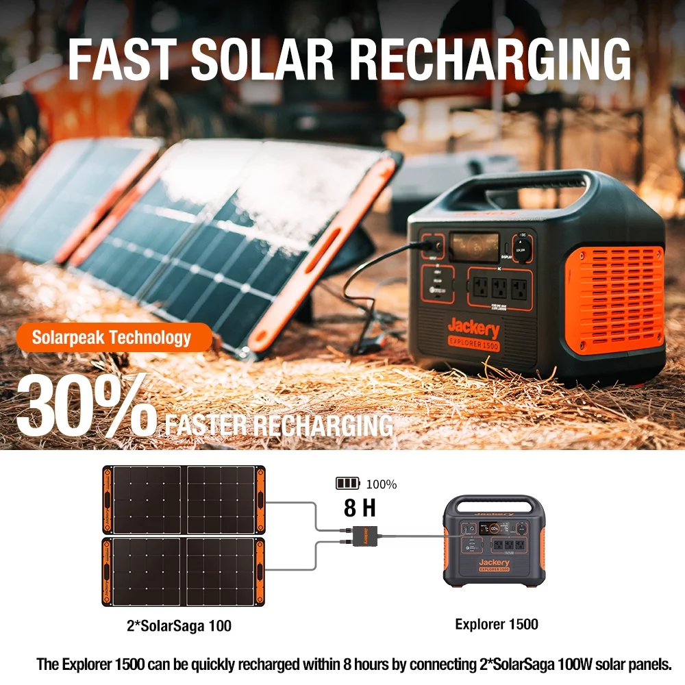 Jackery Solar Generator 1500 (includes (1) Explorer 1500 + (2) SolarSaga 100W)