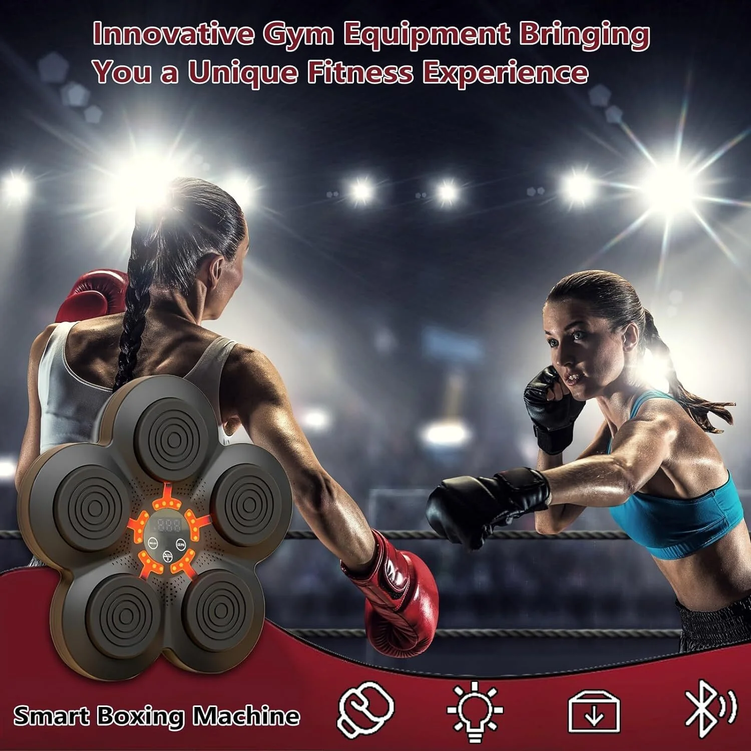 Chalkart Smart Music Boxing Machine with Boxing Gloves, Wall Mounted Bluetooth Music Boxing Training Punching for Home, Indoor and Gym