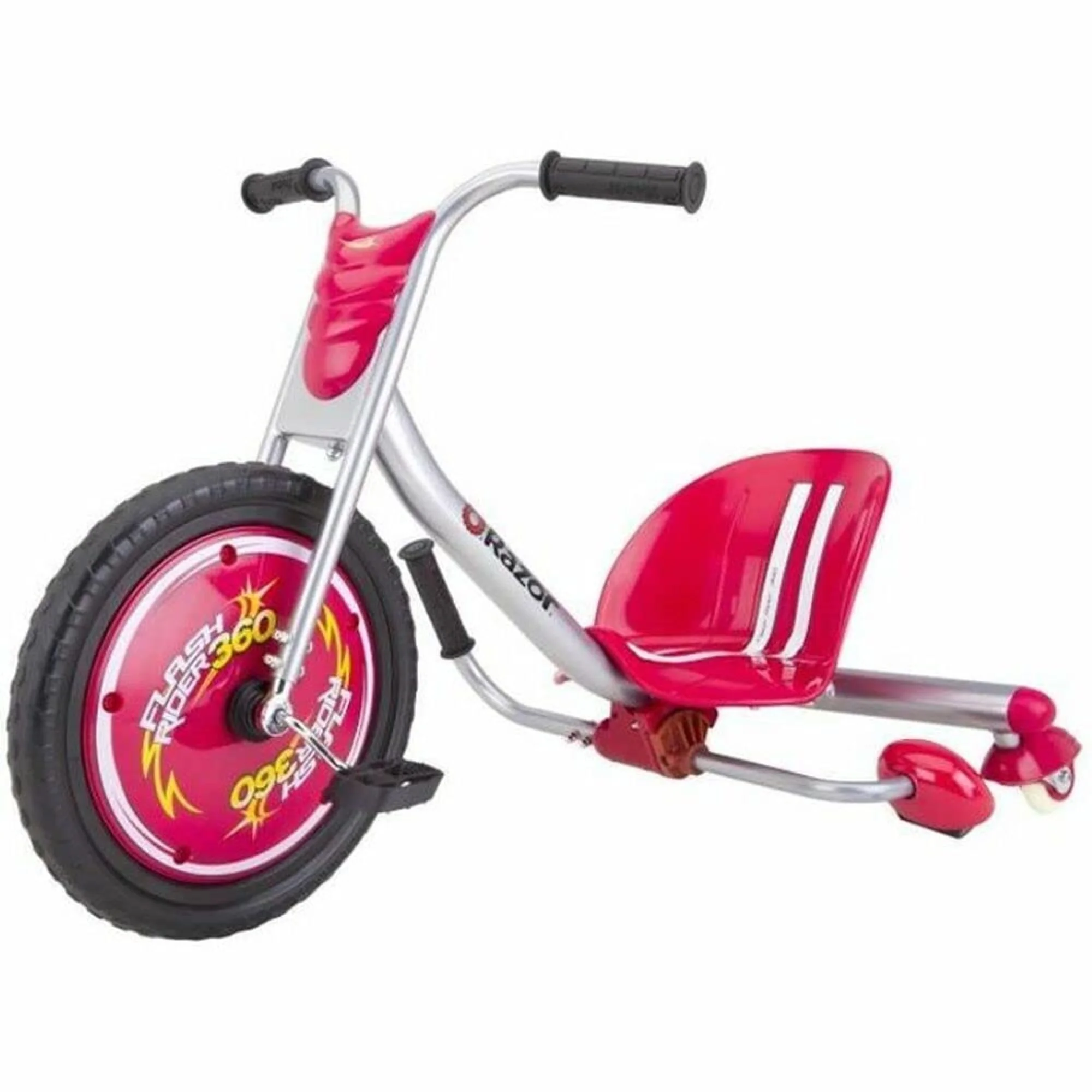 Razor FlashRider 360 Tricycle with Sparks – Red, 16″ Front Wheel, Welded Steel Frame Trike, Ride-On Toy for Kids Ages 6 and Up, Unisex