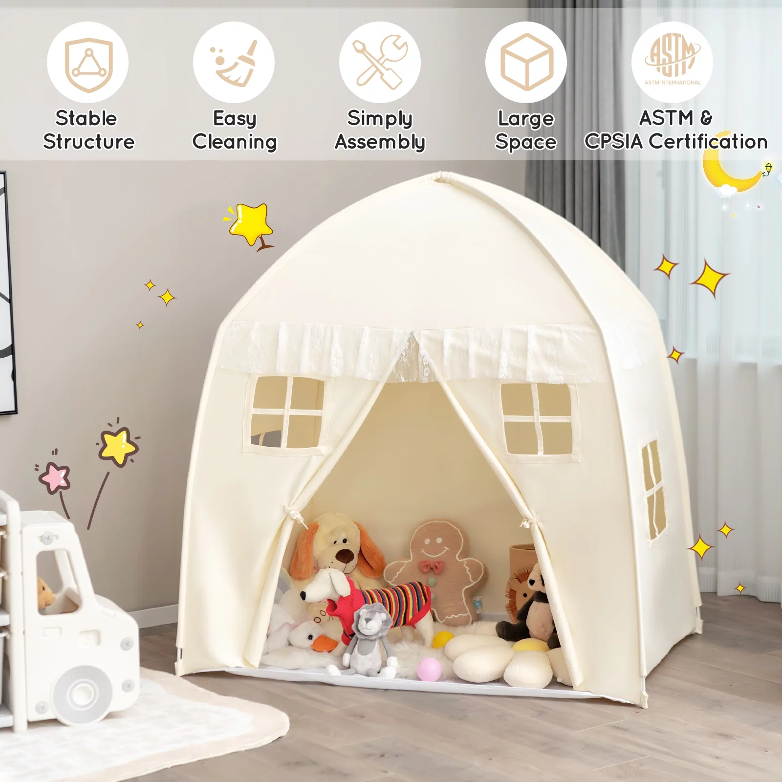 Infans Kids Play Tent Girls Boys Princess Castle Portable Indoor Outdoor Playhouse