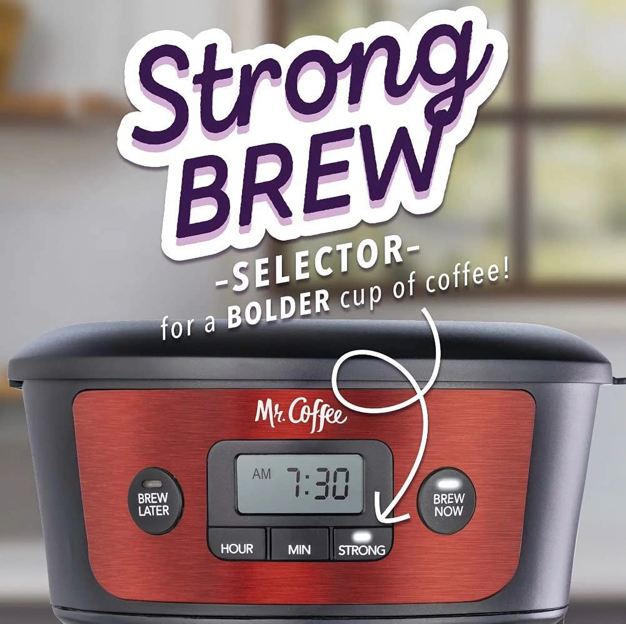 Mr. Coffee 12-Cup Programmable Coffeemaker, Strong Brew Selector, Stainless Steel.