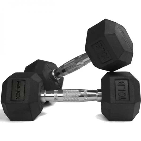 HAJEX Rubber Hex Dumbbells 30 LB, Pair