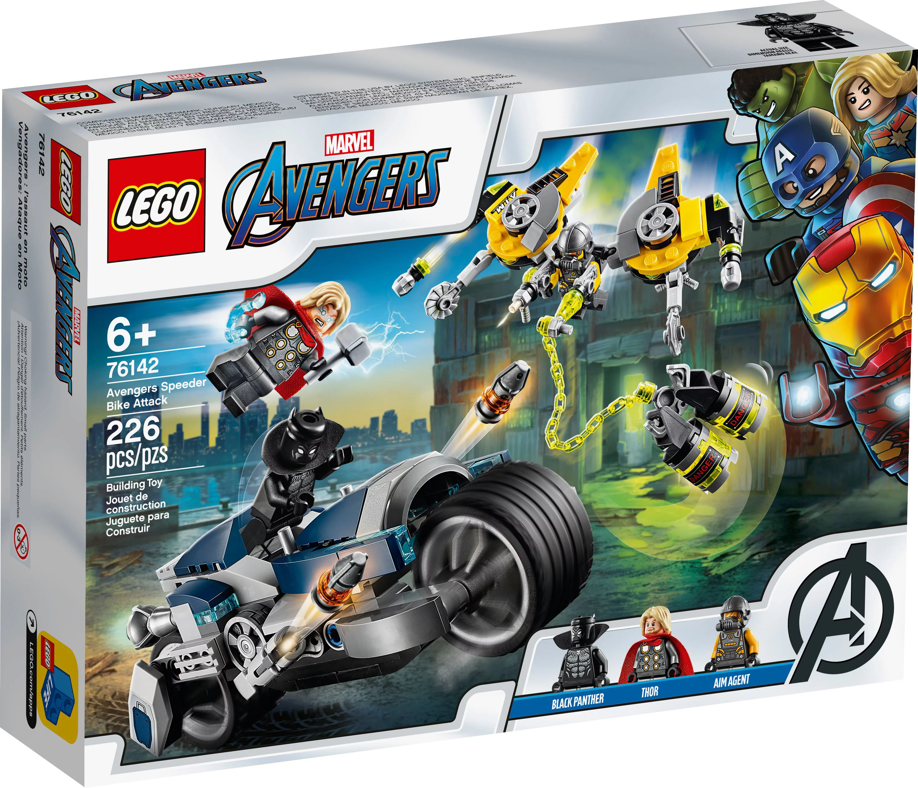 LEGO Marvel Avengers Speeder Bike Attack 76142 Black Panther and Thor Buildable Superhero Toy (226 Pieces)