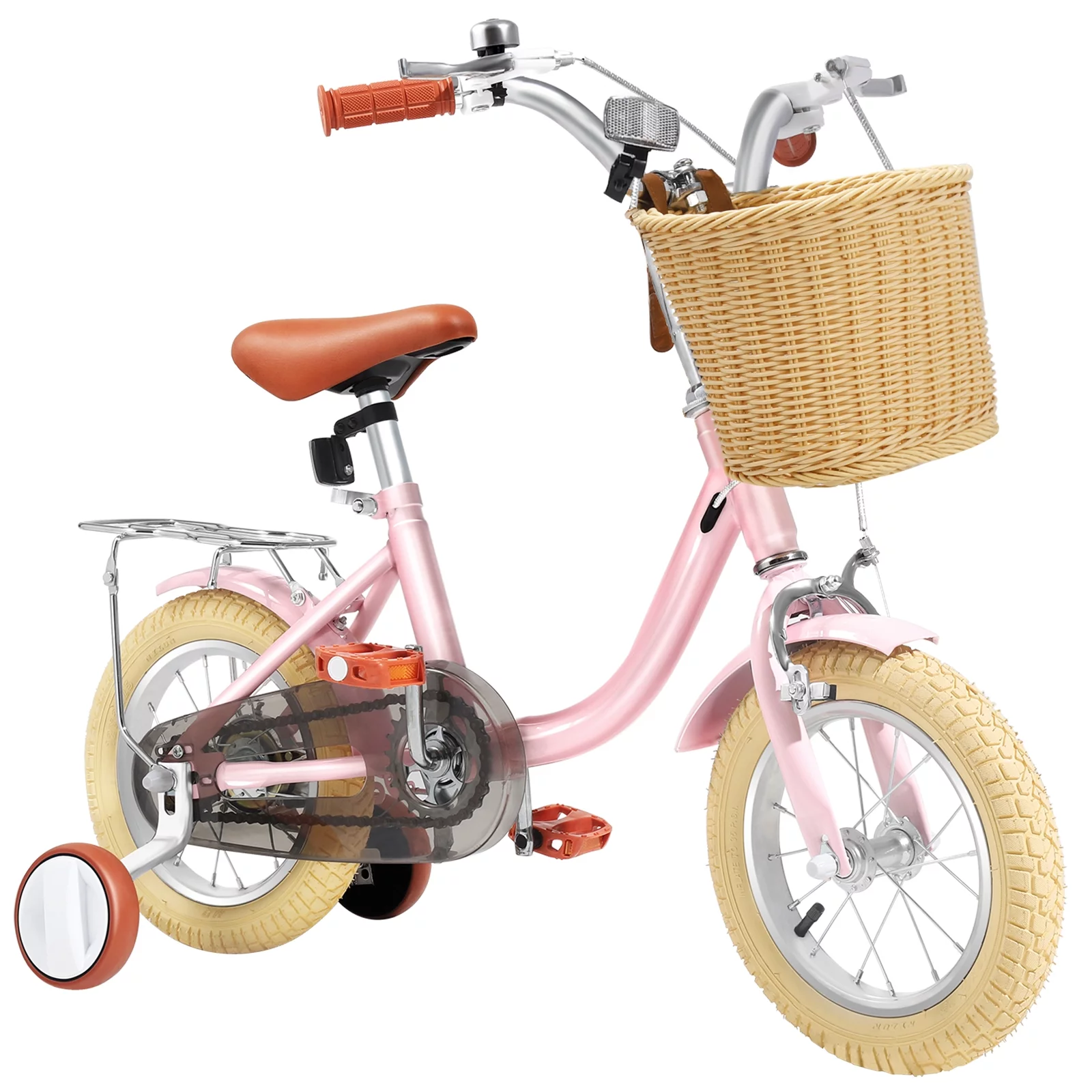 HARPPA Kids Bike for Girls Aged 3-5, 12 Inch Girls Bike with Training Wheels & Handbrake, Pink