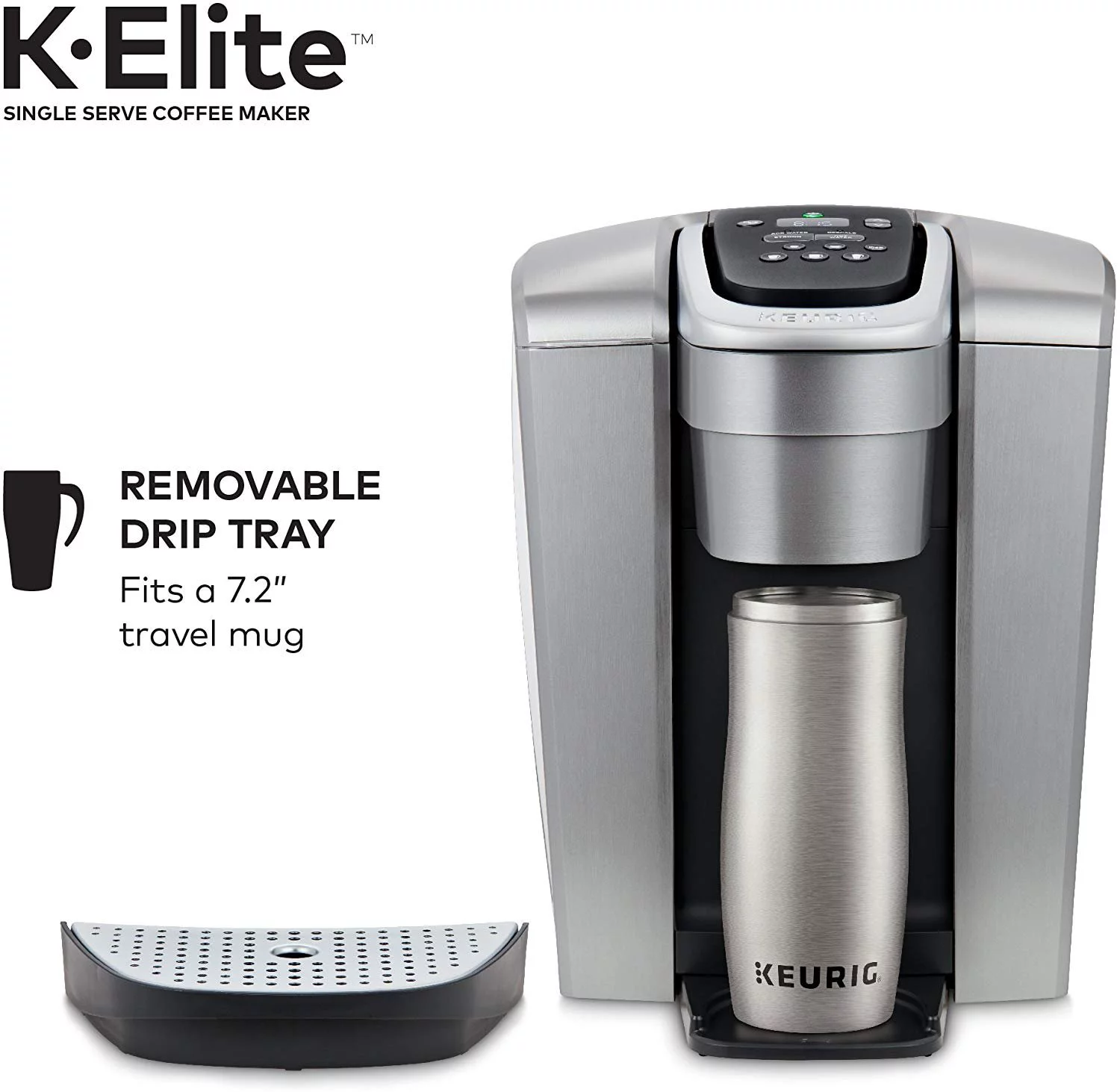 Keurig K-Elite Coffee Maker, Single Serve K-Cup Pod Coffee Brewer, With Iced Coffee Capability, Brushed Silver