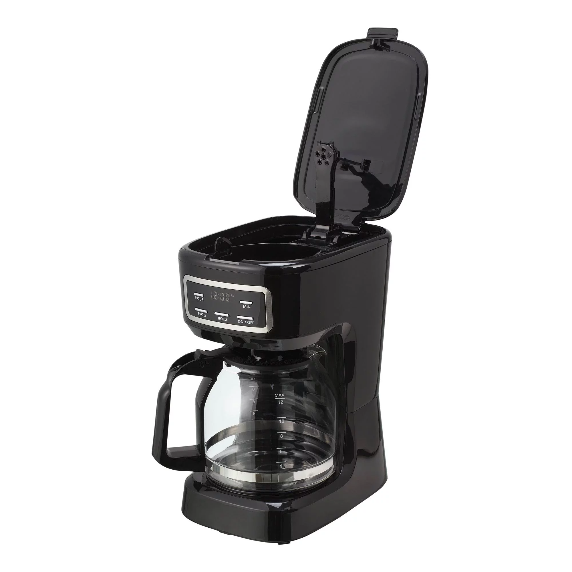 Mainstays 12 Cup Programmable Coffee Maker, 1.8 Liter Capacity, Black