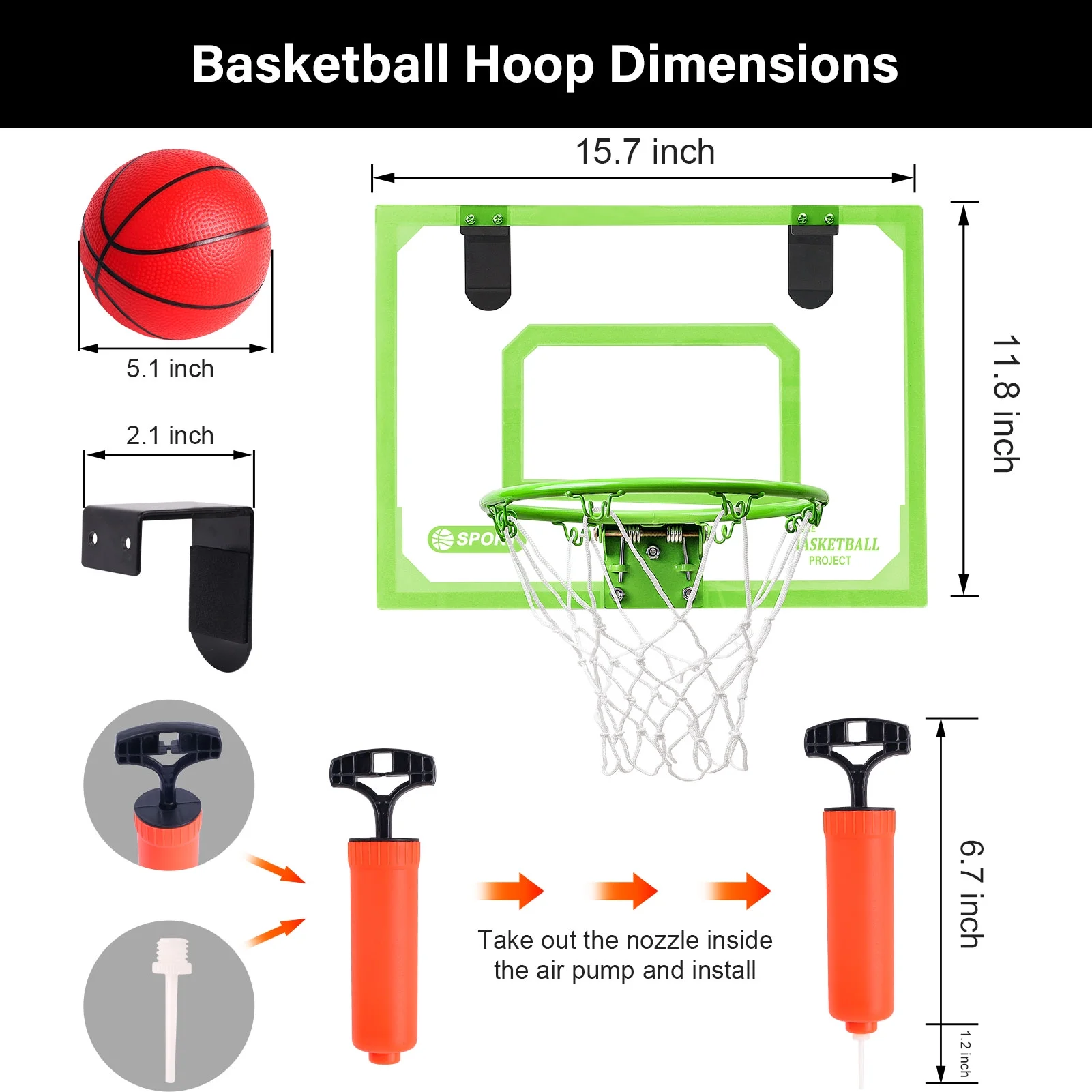 Mini Basketball Hoop Over the Door Glow in The Dark Indoor Basketball Hopp Christmas Birthday Gift for Kids Boys and Girls