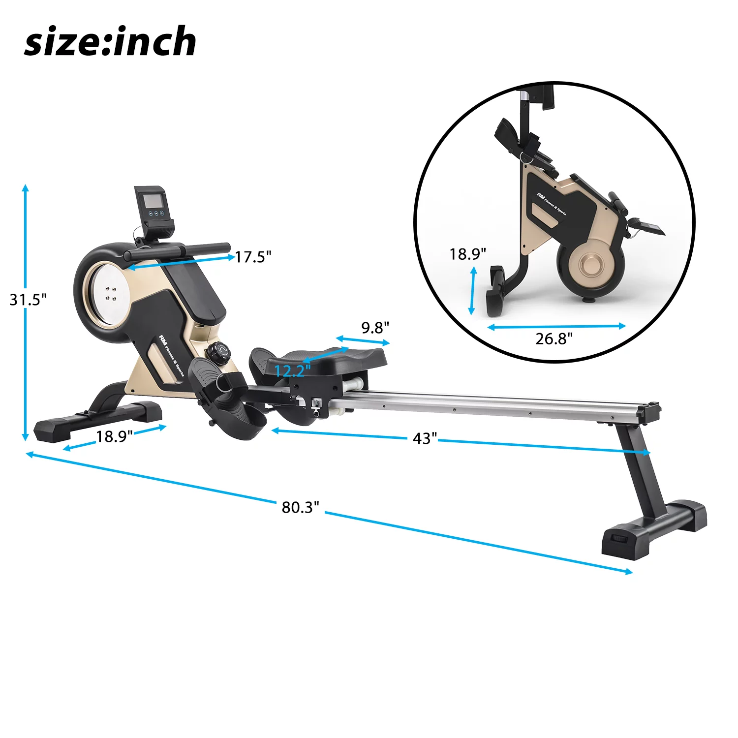 Lavay Rowing Machine with Magnetic Tension System, Indoor Rower with LED Monitor and 8-Level Adjustable Resistance, Weight Capacity 340 LBS Air Rower